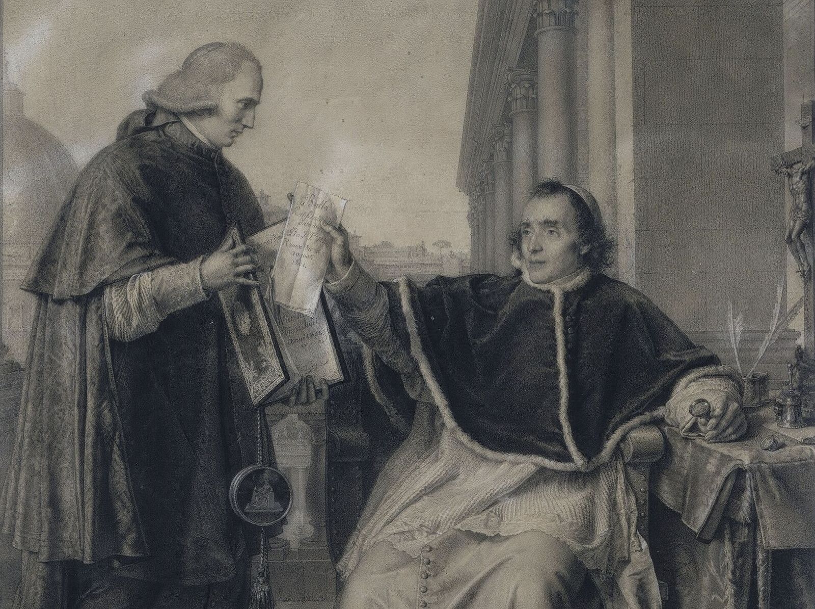 Pío VII entrega al cardenal Consalvi el Concordato de 1801