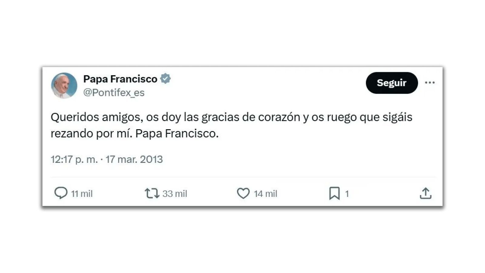 Primer tuit de Francisco