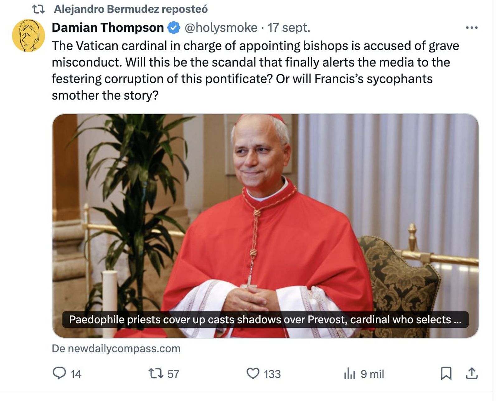 Retuit de Alejandro Bermúdez