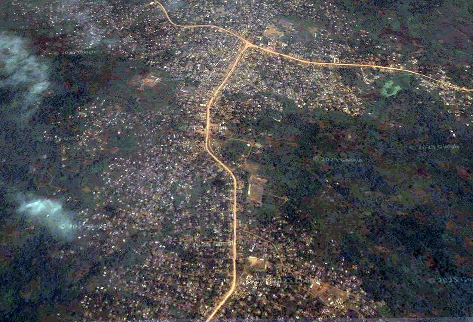 Komanda, República Democrática del Congo. Vista aérea Google maps.