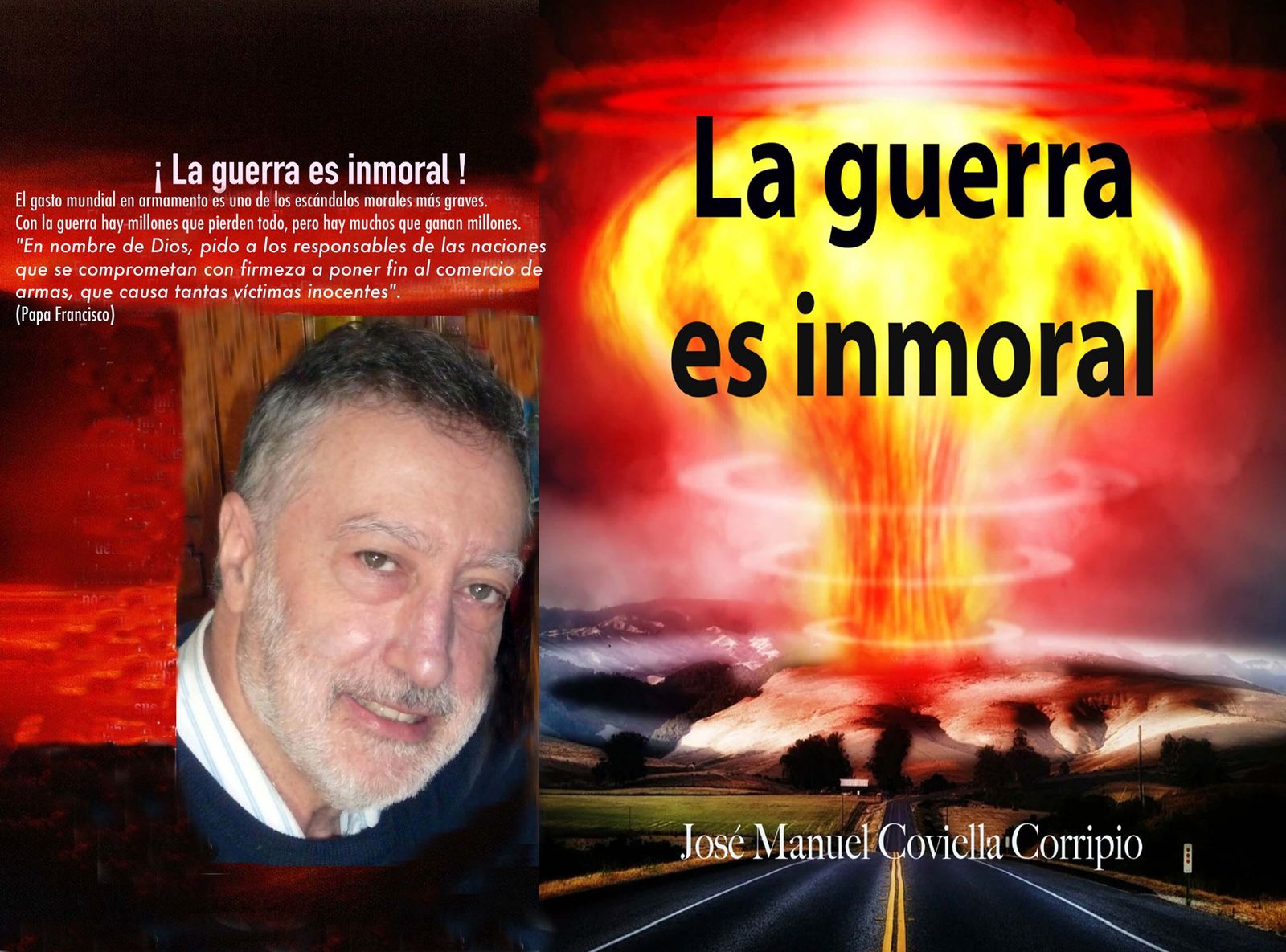 Autor y portada del libro 'La guerra es inmoral'