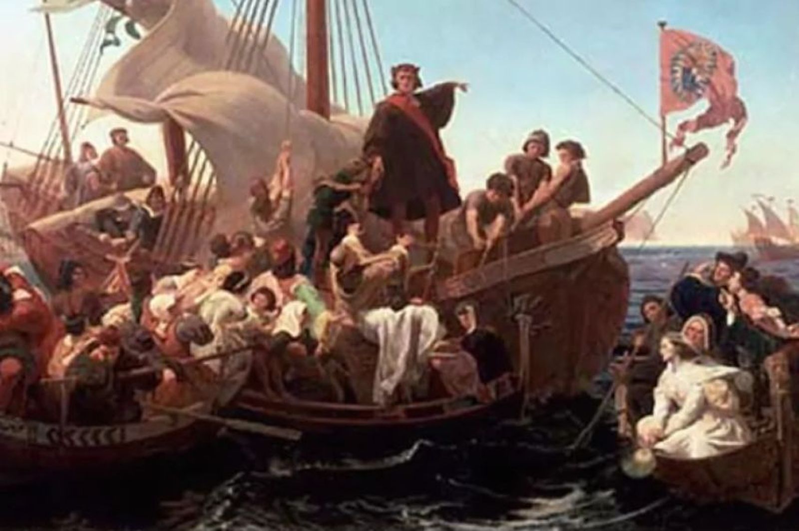 Cristóbal Colón a bordo de la Santa María en 1492 (1855) óleo de Emanuel Leutze