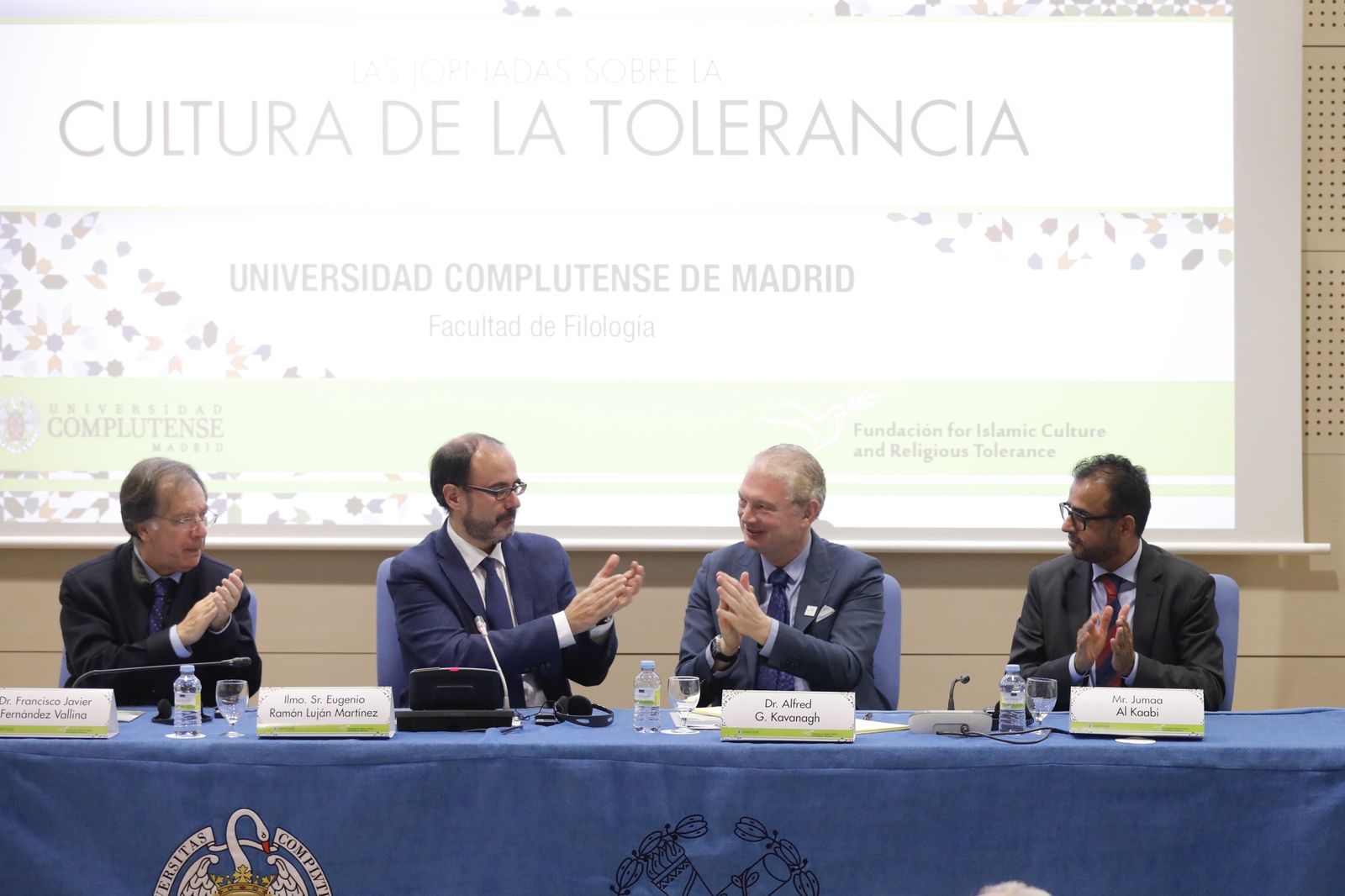 Inauguración y presentación del programa de las Jornadas sobre la Cultura de la Tolerancia por las  autoridades académicas de la Universidad Complutense de Madrid y por la Fundación for Islamic Culture and Religious Tolerance (FICRT)