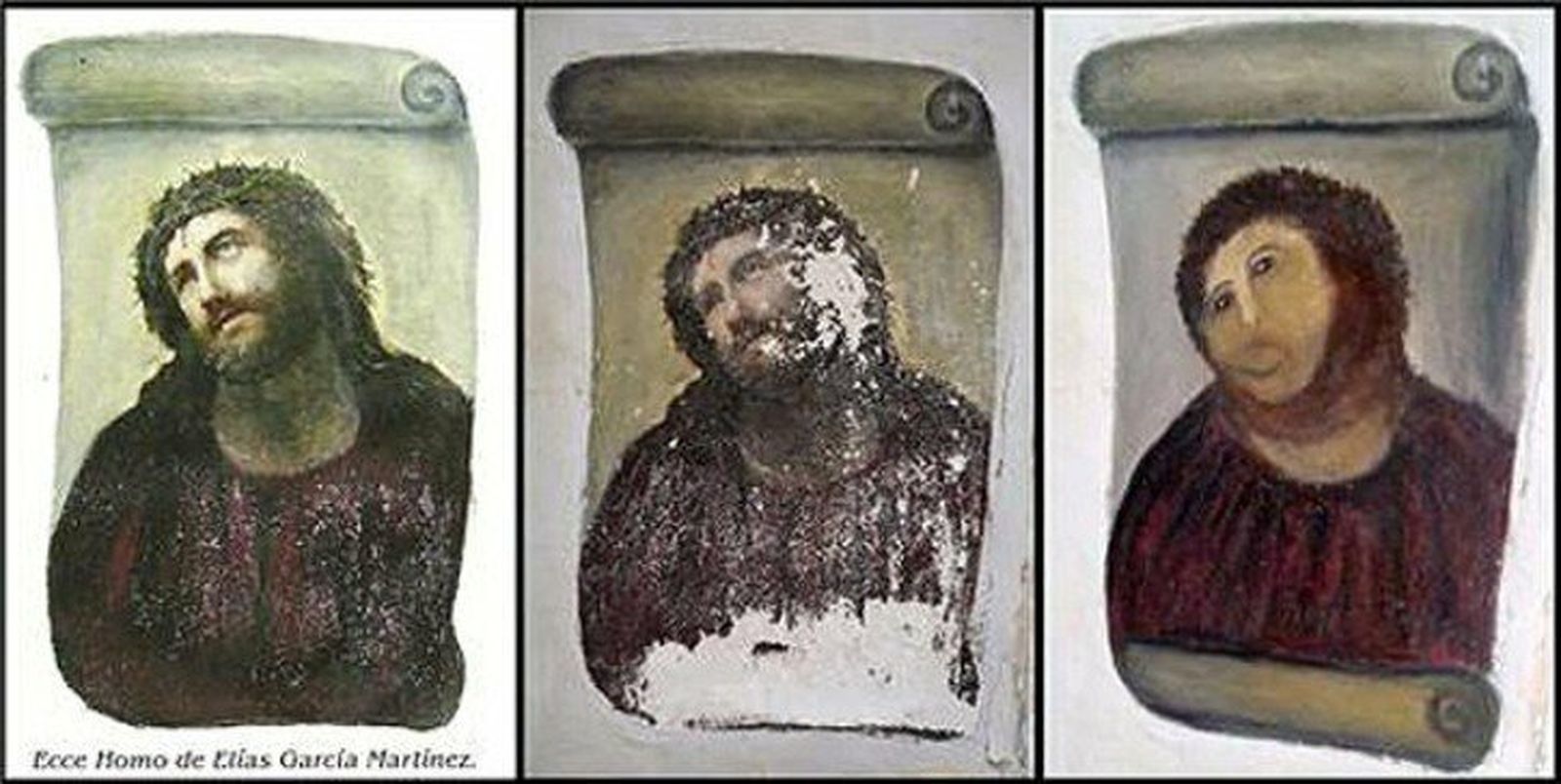 El "Ecce Homo", antes, durante y después de la "restauración"