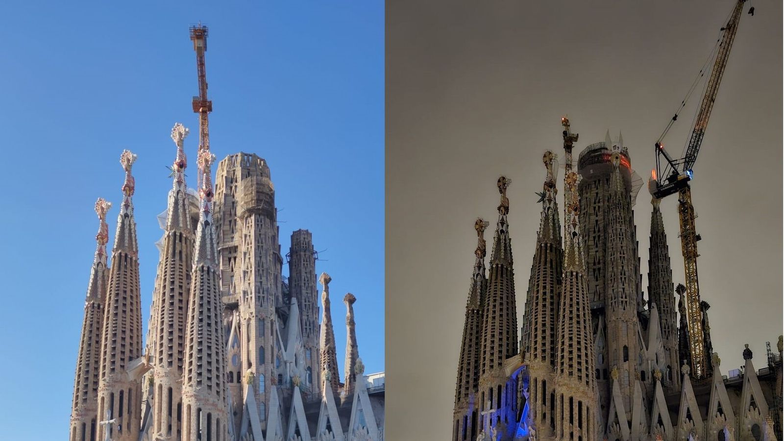Una nueva grúa, mayor y más visible desde el exterior (a la derecha), ha cambiado la imagen del templo