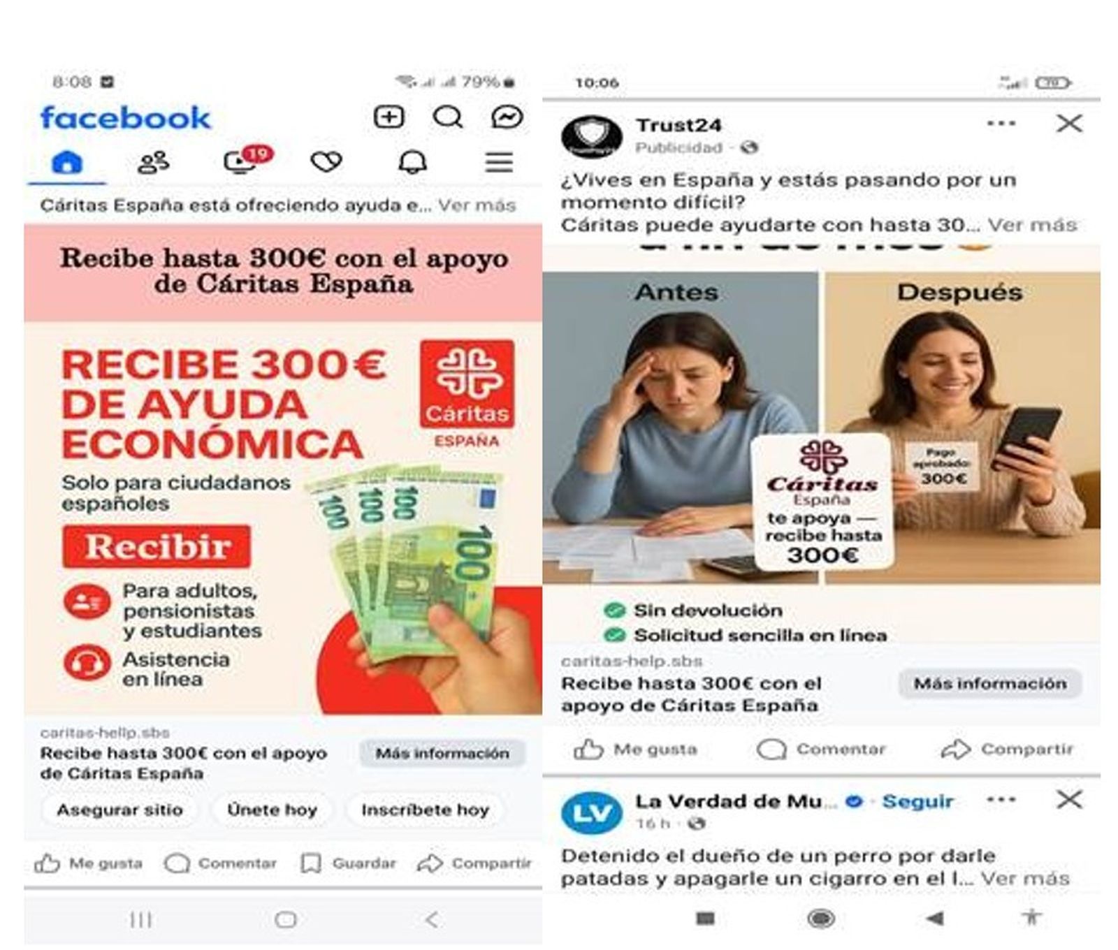 Intento de estafa usando la imagen de Cáritas