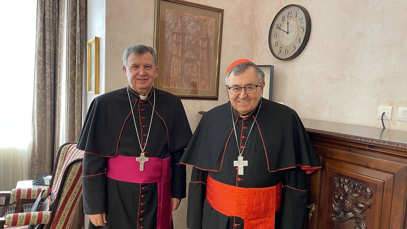 Cardenal Puljic, a la izquiersa, y monseñor Tomo Vukšić