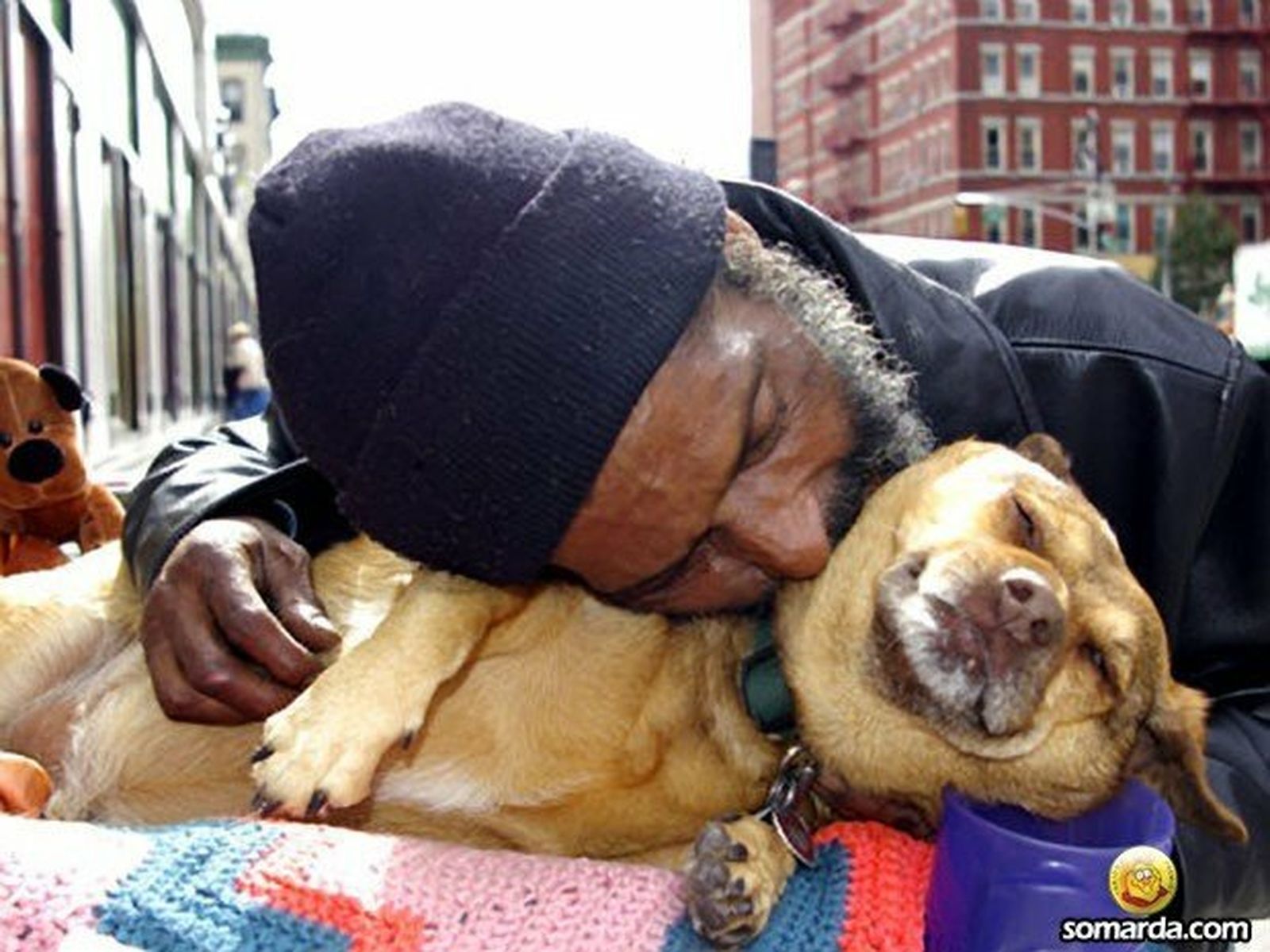 Un pobre con su perro