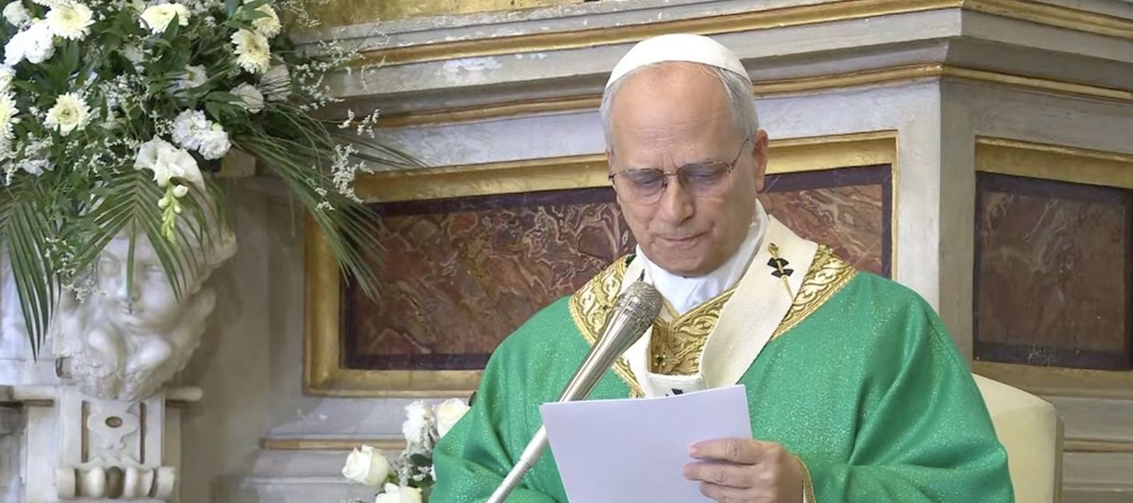 León XIV, durante su homilía