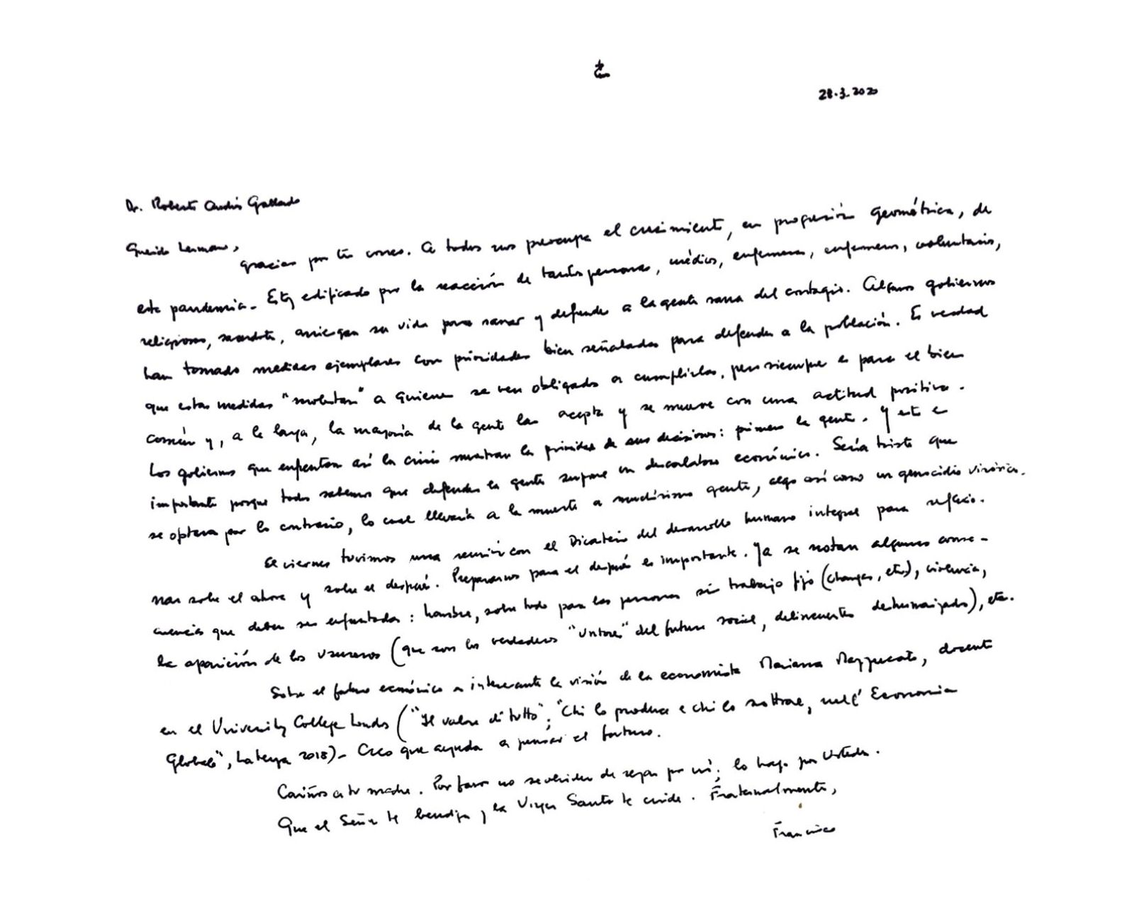 La carta del Papa al juez argentino