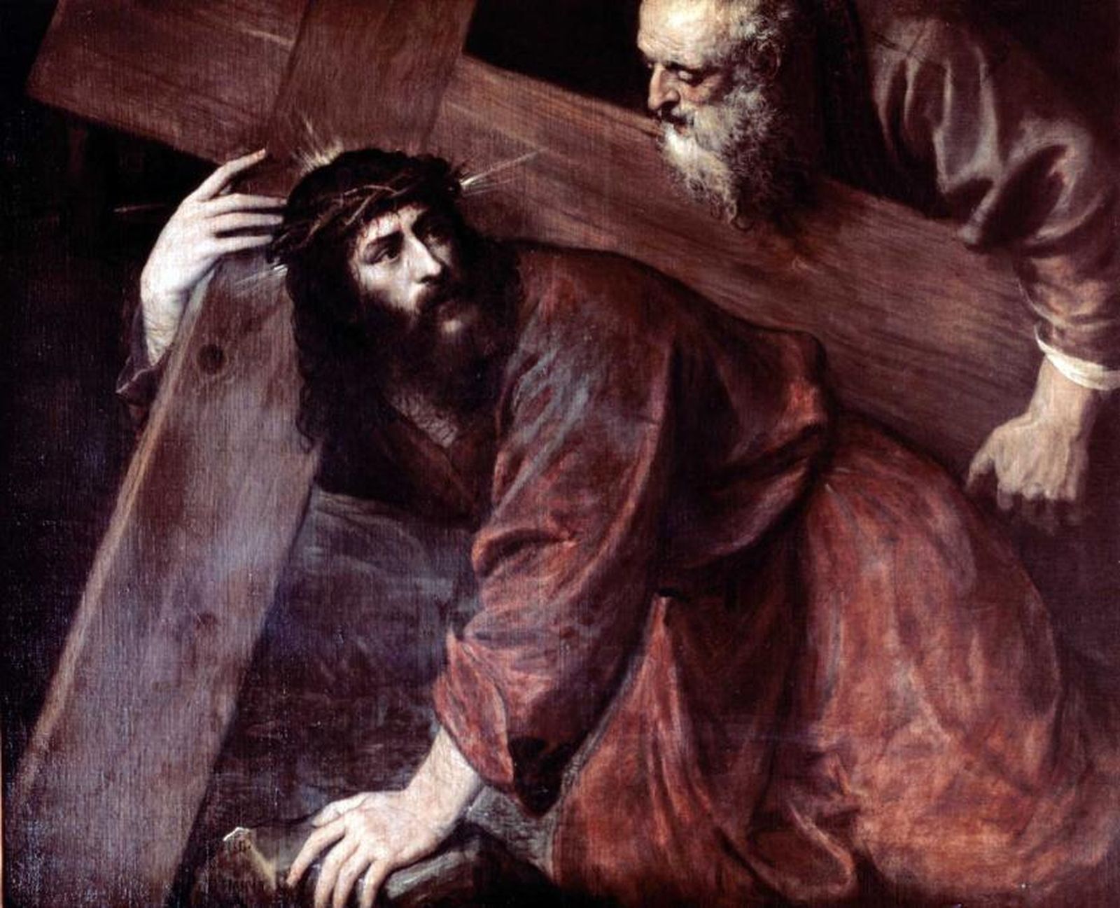 Cristo y el Cireneo, en un lienzo de Tiziano