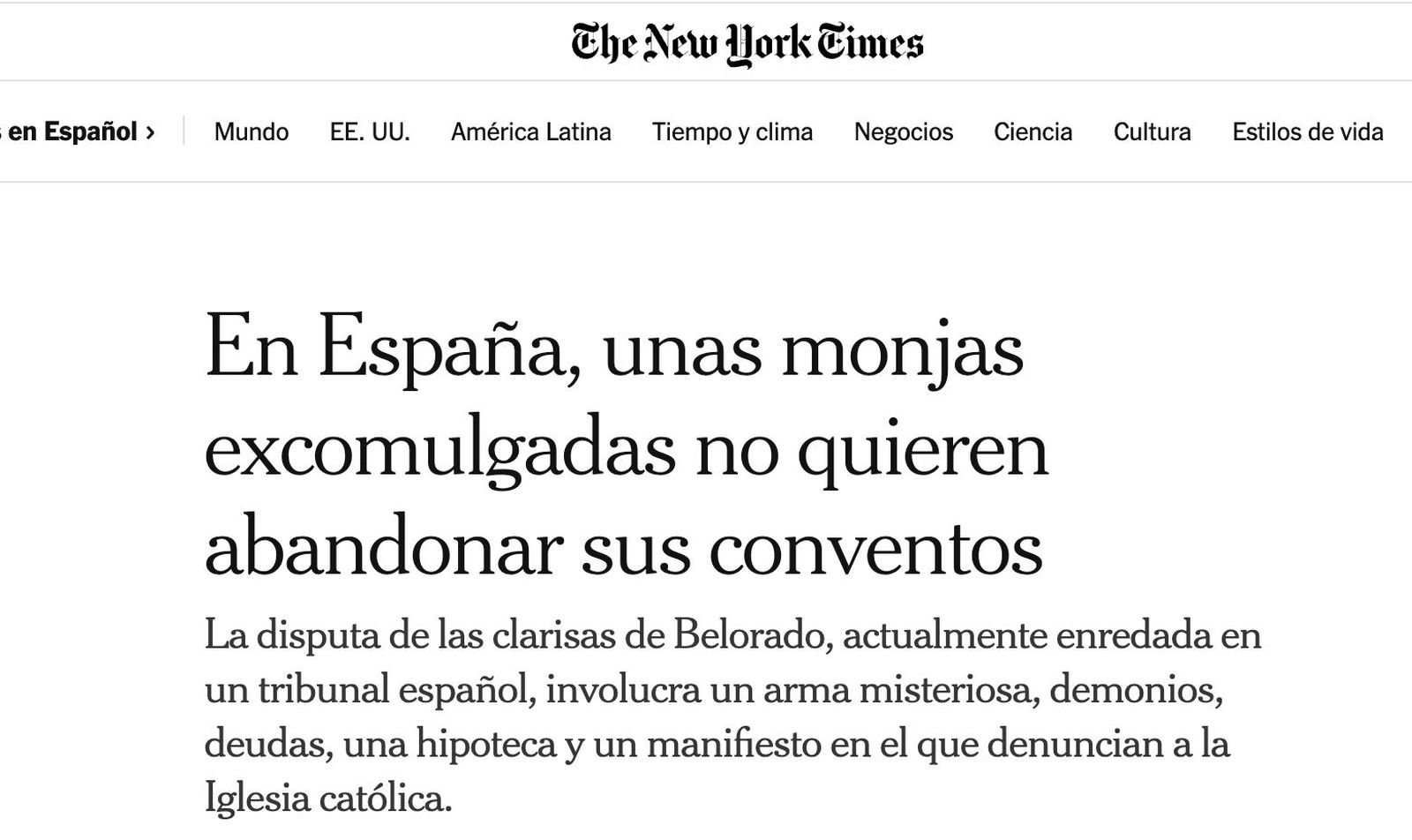 Artículo del New York Times