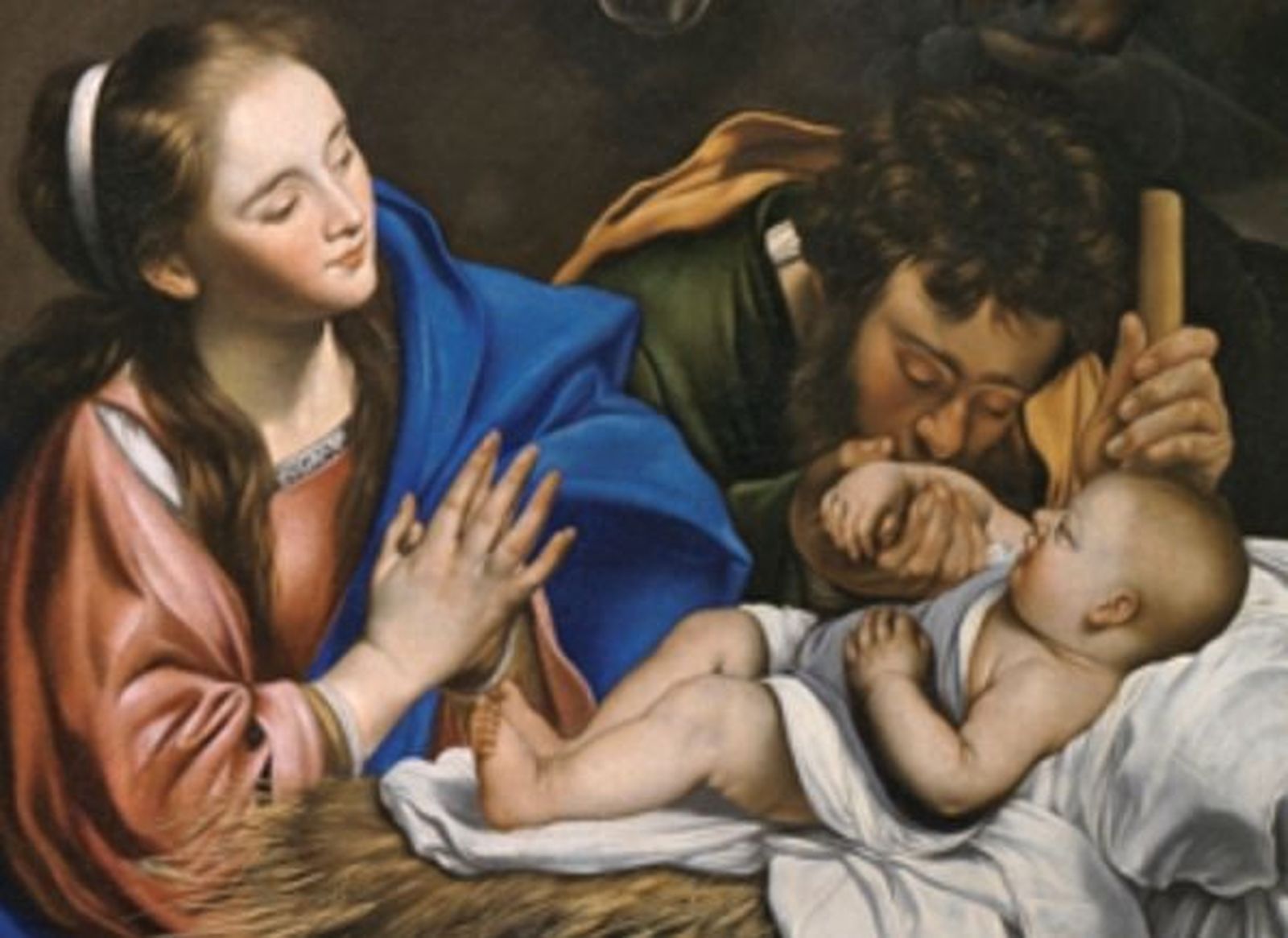 El beso de José. Detalle de la Adoración de los pastores de Maíno