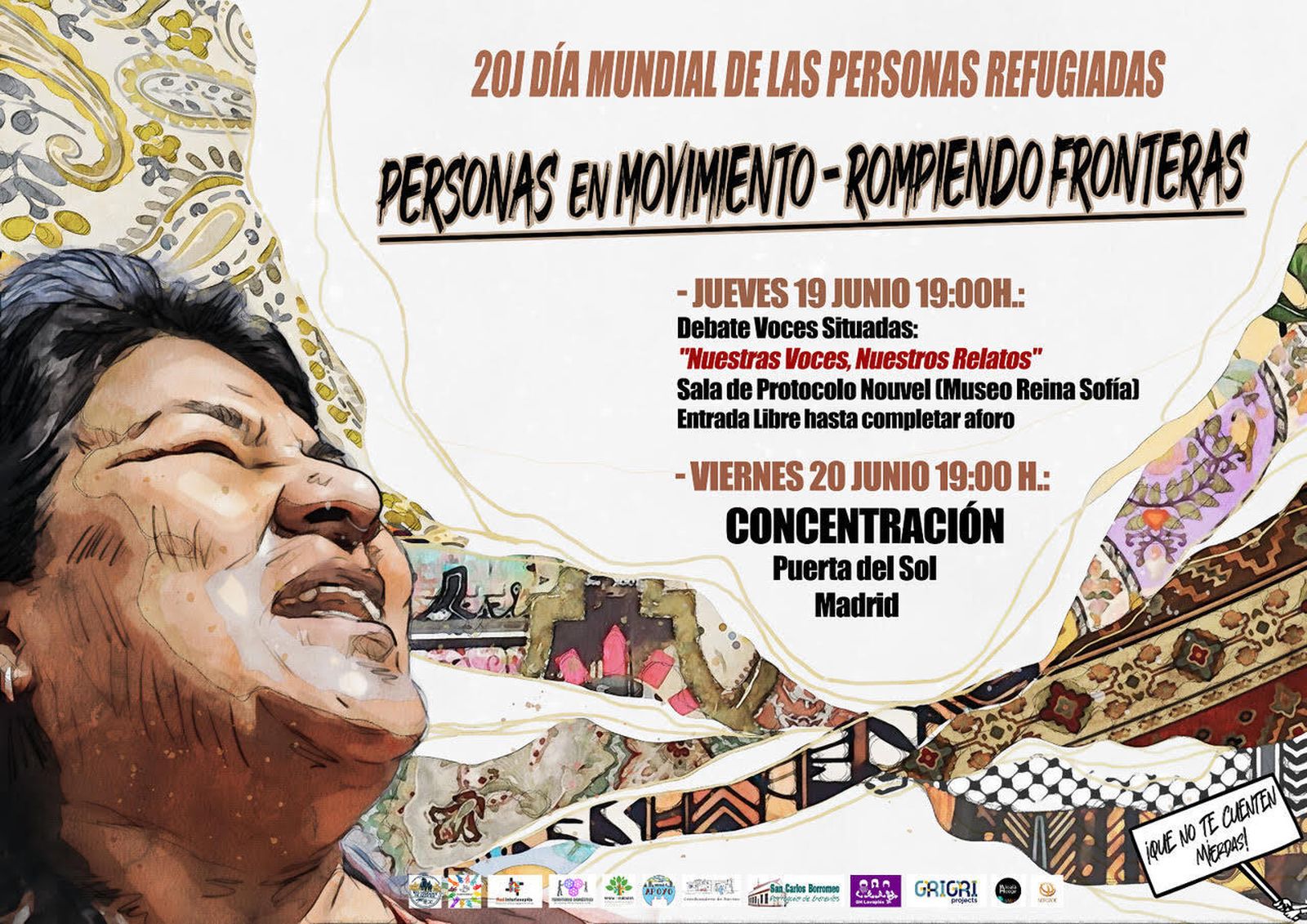 'Personas en movimiento, rompiendo fronteras': concentración por las personas refugiadas en la Puerta del Sol