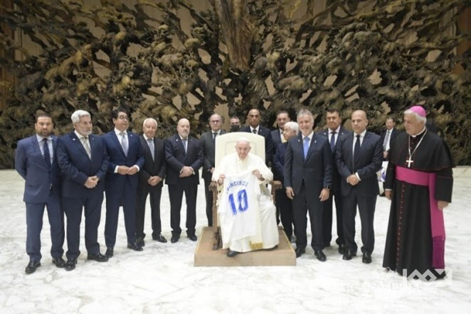 El Papa, con la delegación del CD Tenerife