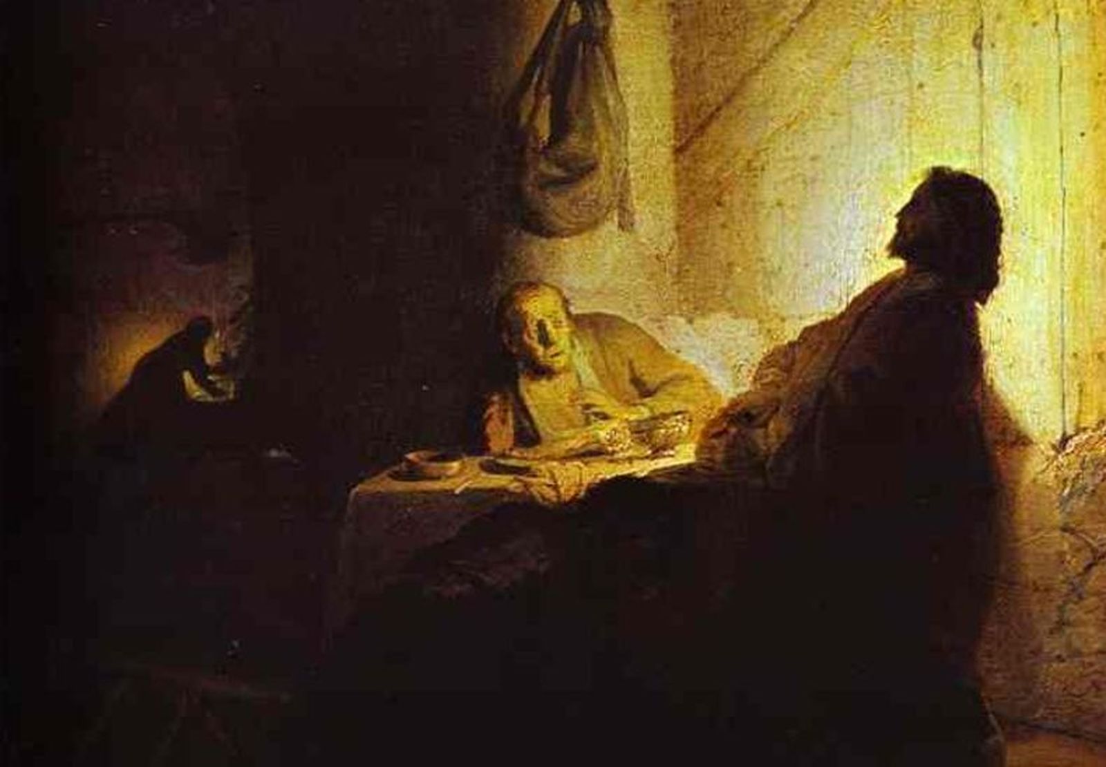 Detalle de 'La cena de Emaús', Rembrandt. Antes de 1630