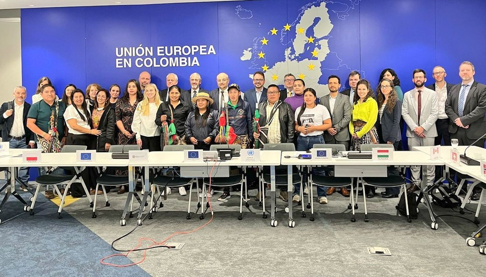 Embajador UE Gilles recibe Anyi e Indígenas el 28 marzo 2025