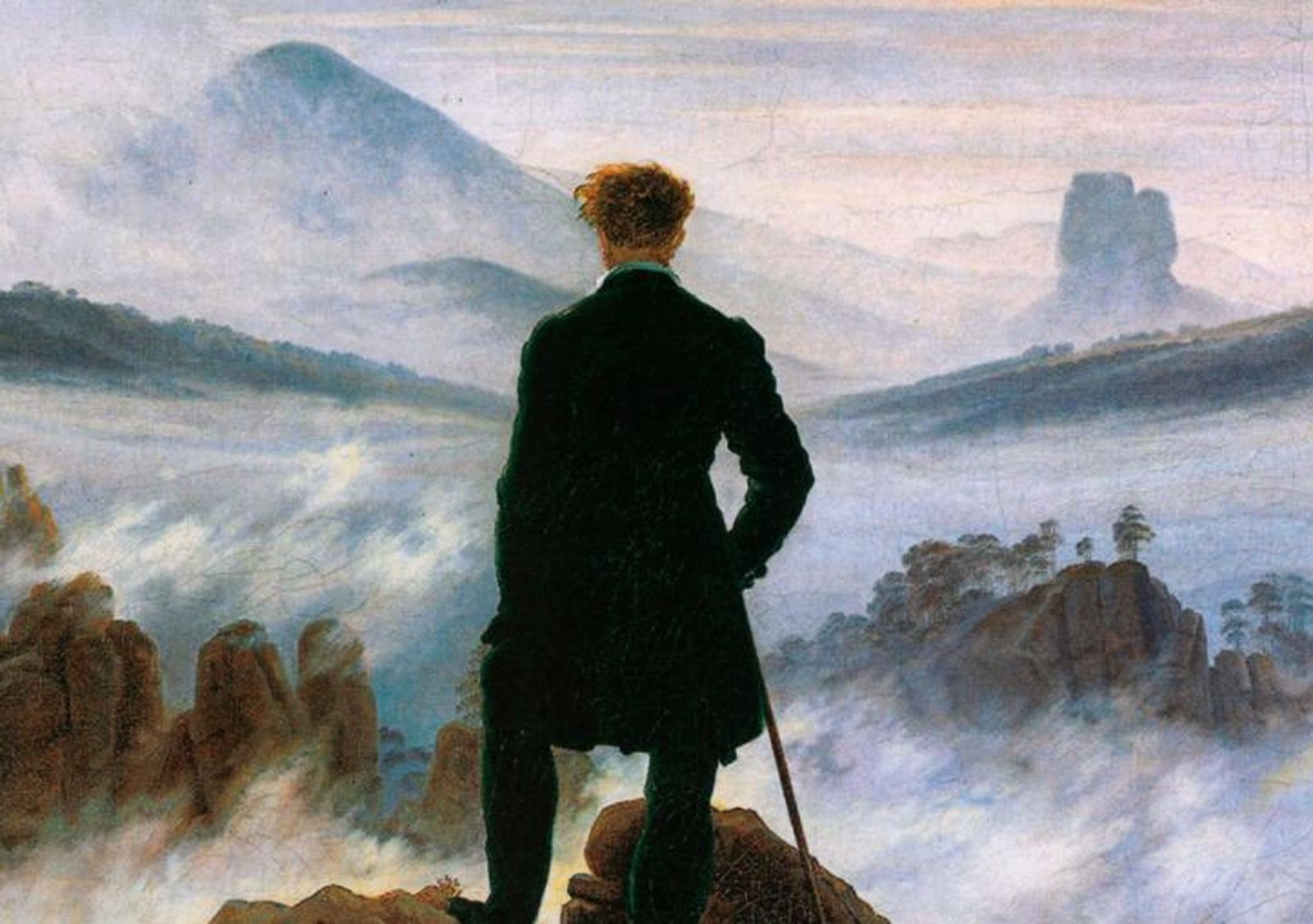 Detalle de "Caminante sobre un mar de nubes", C. D. Friedrich