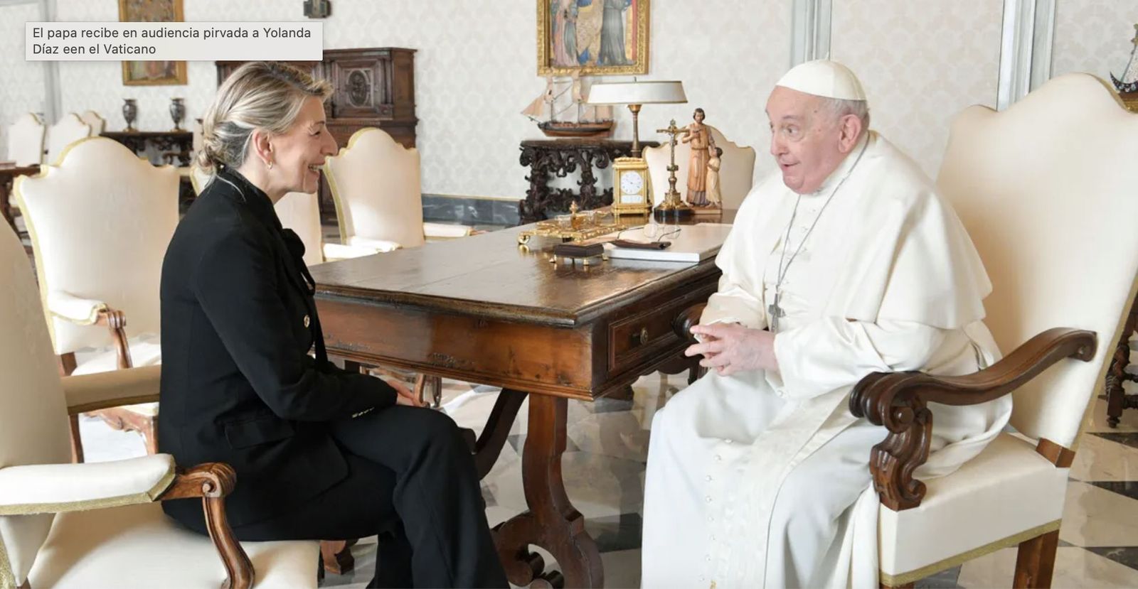Yolanda Díaz, con el Papa Francisco