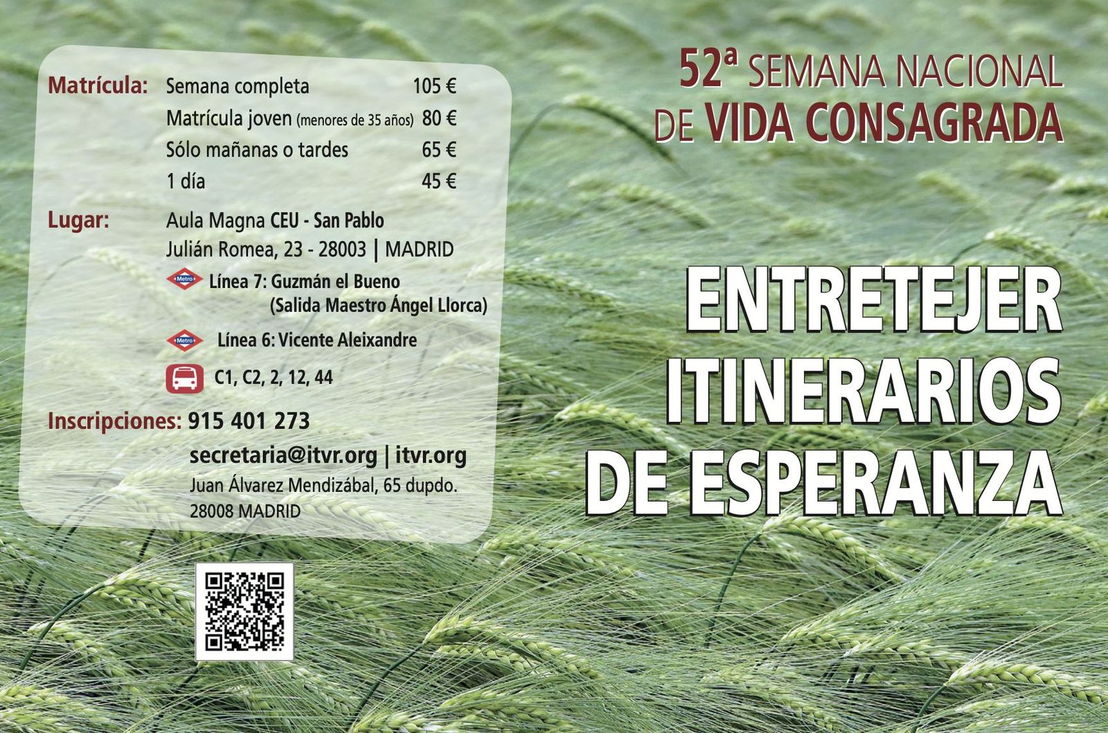 Cartel de la 52 Semana Nacional de Vida Consagrada
