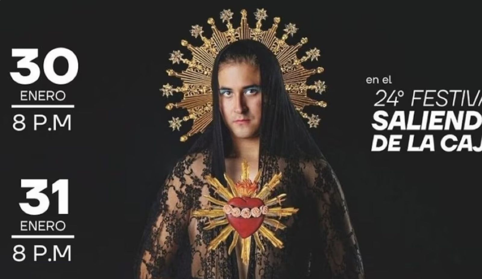 Cartel de la obra María Maricón, 24 edición del Festival Saliendo de la Caja de la PUCP