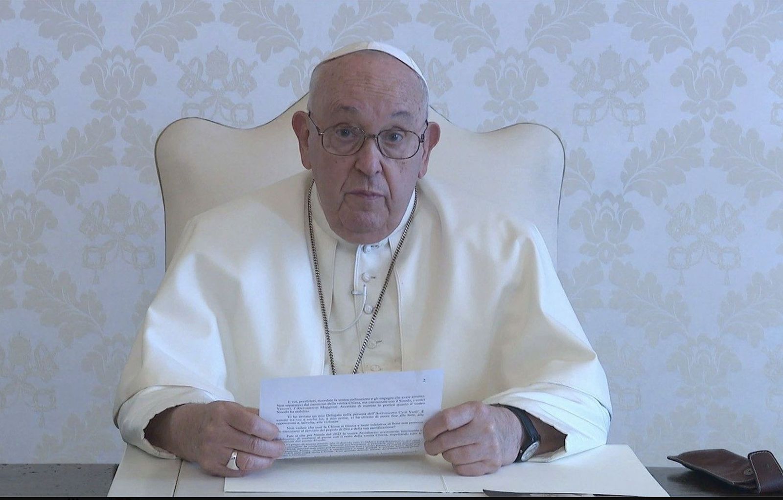 El Papa, durante su videomensaje