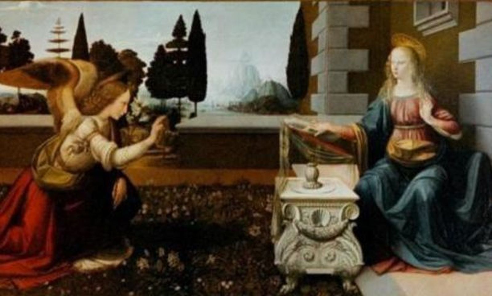 Detalle de la Anunciación de Da Vinco