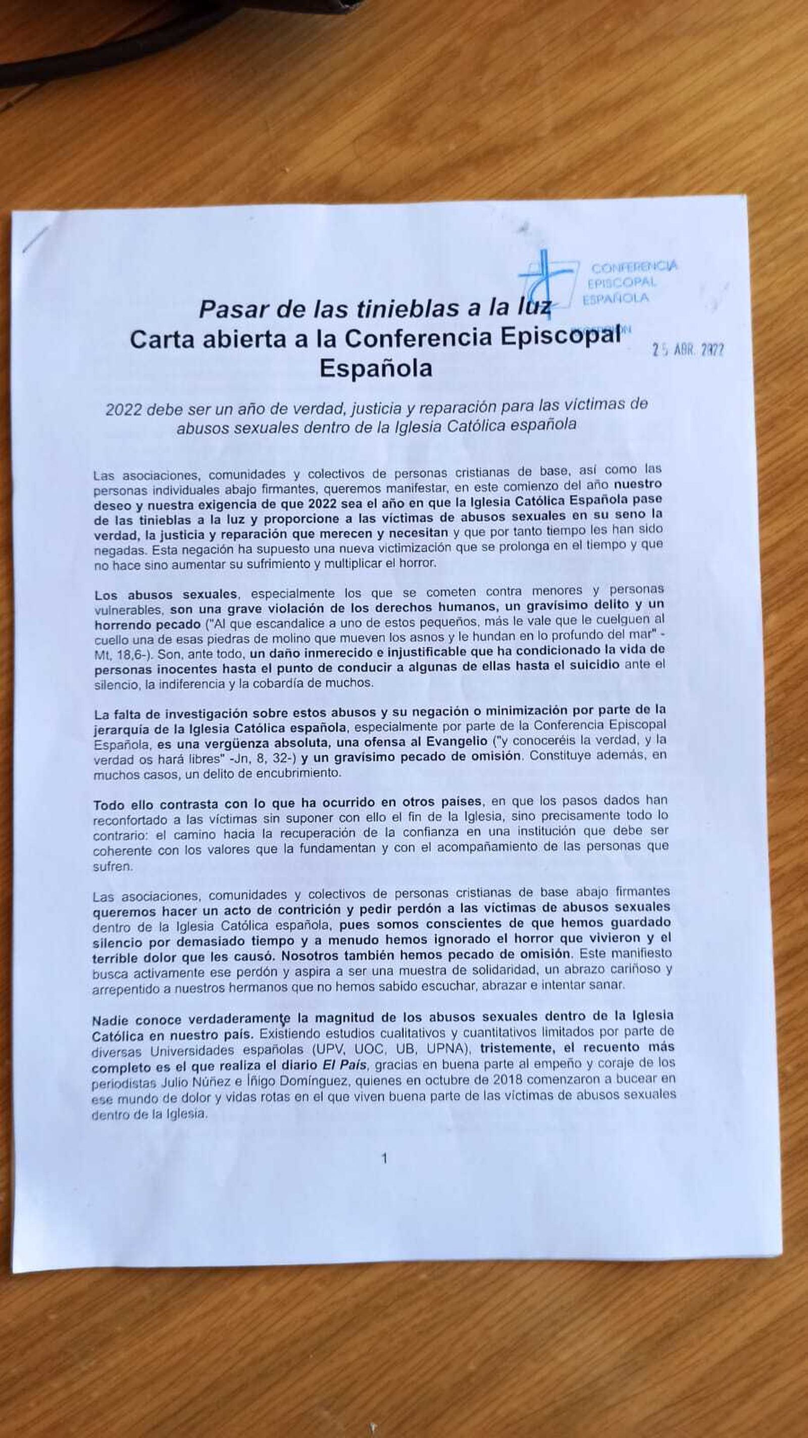 La carta, sellada por Añastro