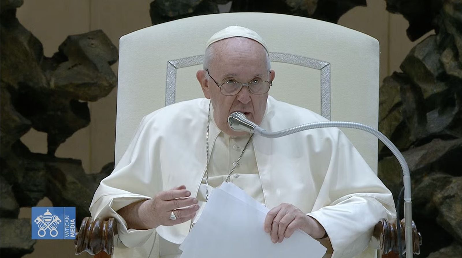 Francisco, durante la catequesis