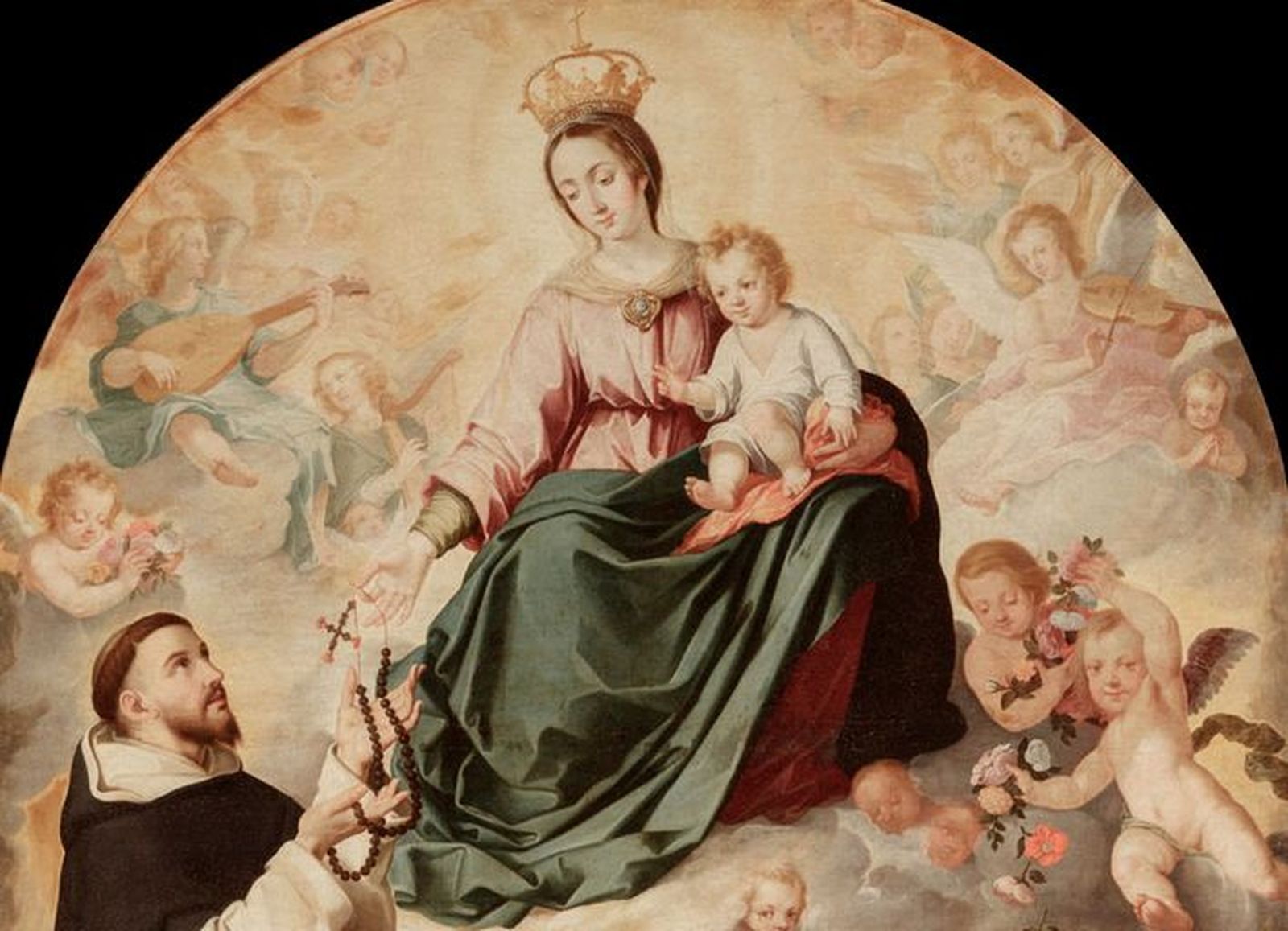 Virgen del rosario y Santo Domingo