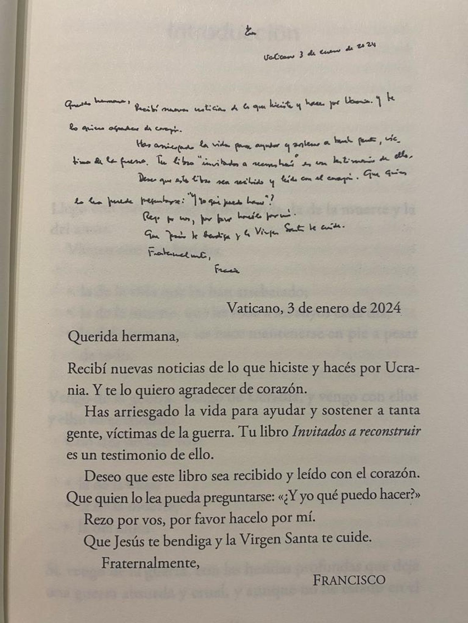 Prólogo del Papa Francisco al libro de Sor Lucía