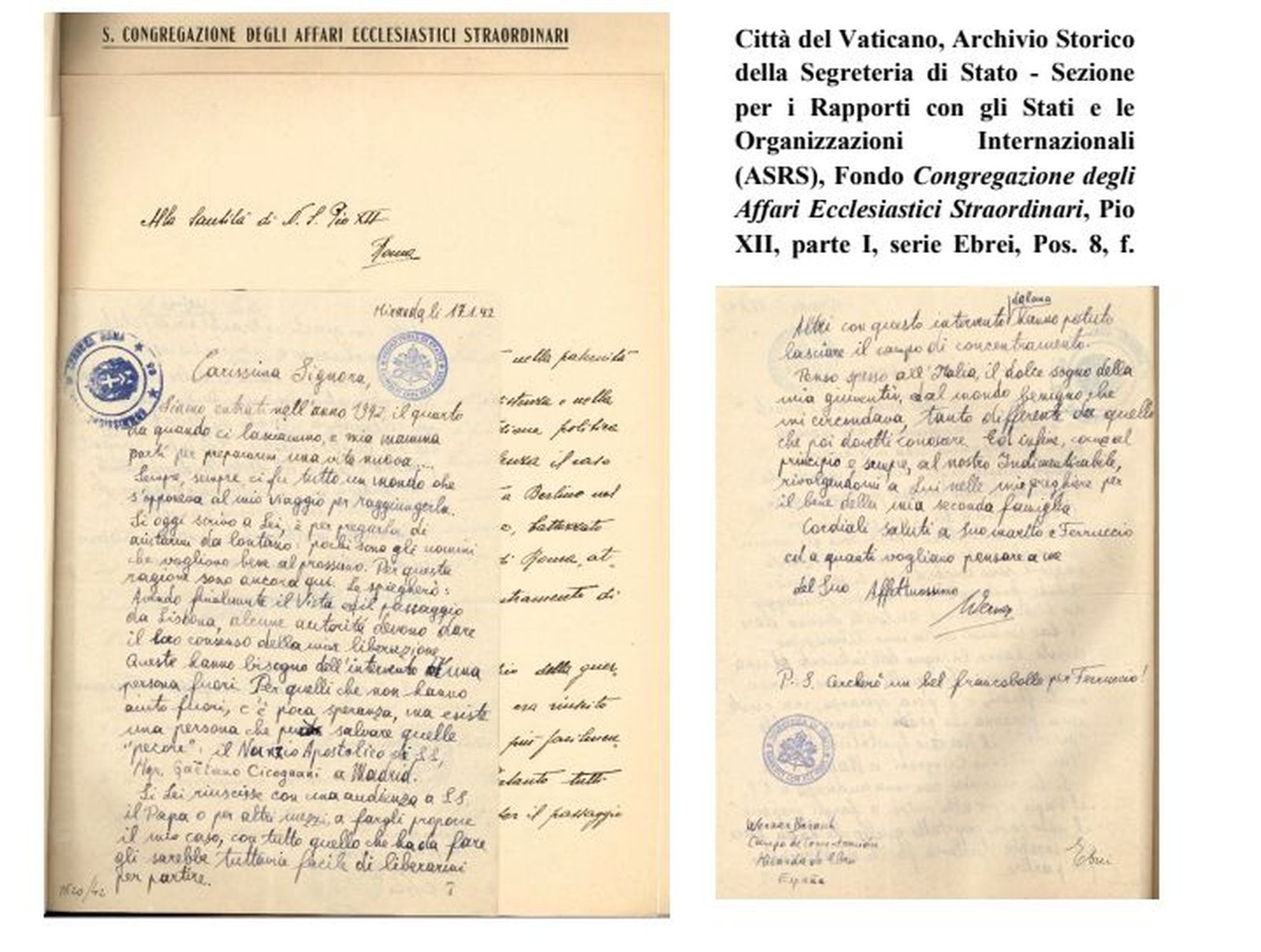 Una de las cartas de Pío XII