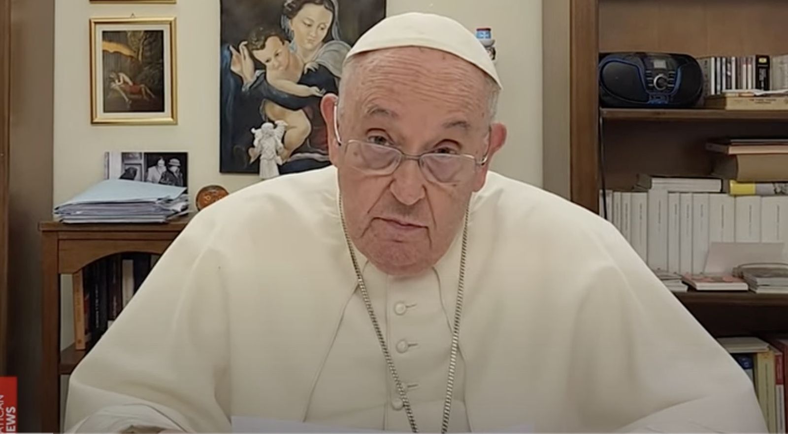 El Papa, en un momento del vídeomensaje