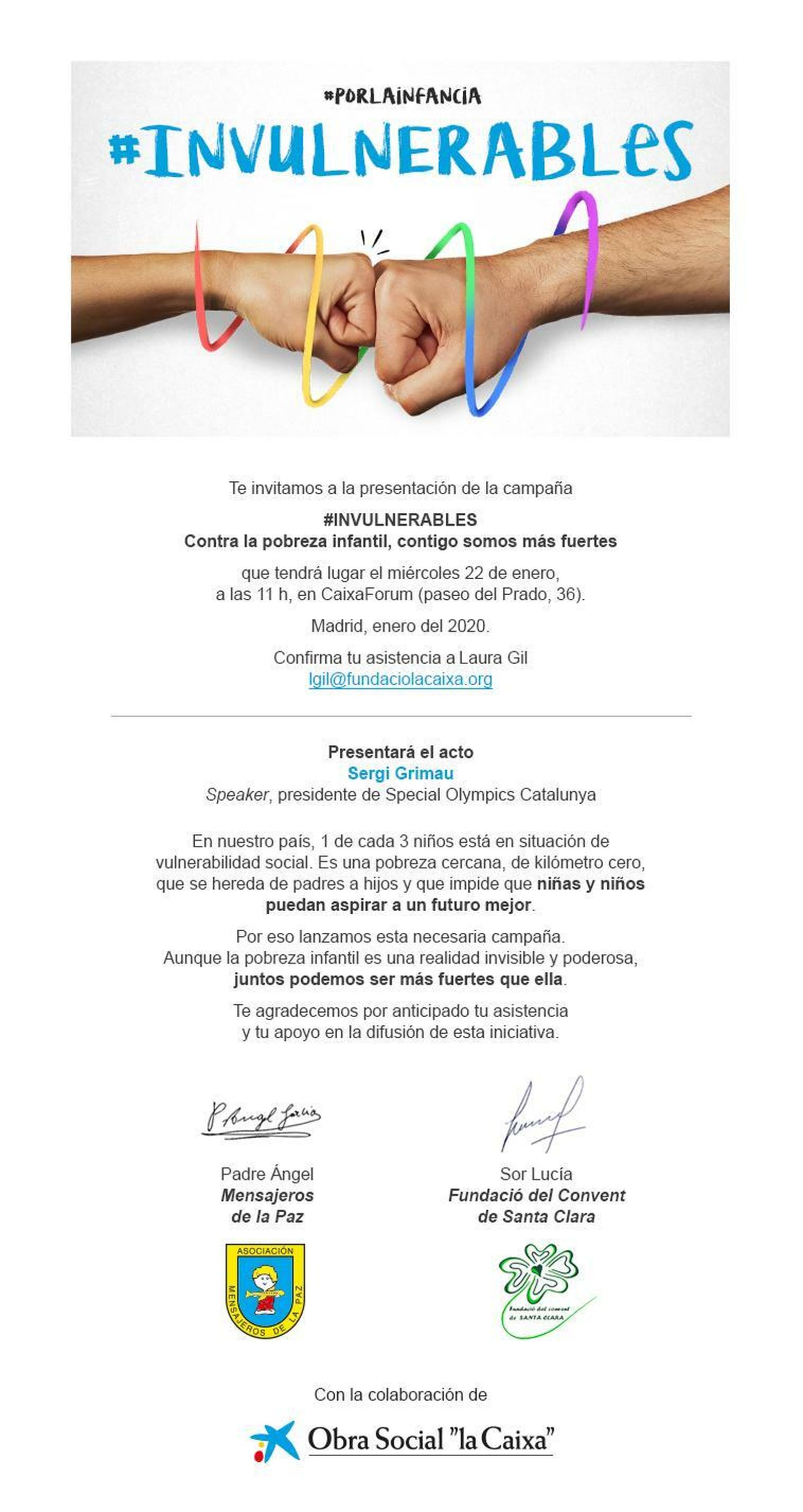 Nueva campaña de #Invulnerables, el proyecto del padre Ángel y Sor Lucía para acabar con la pobreza infantil