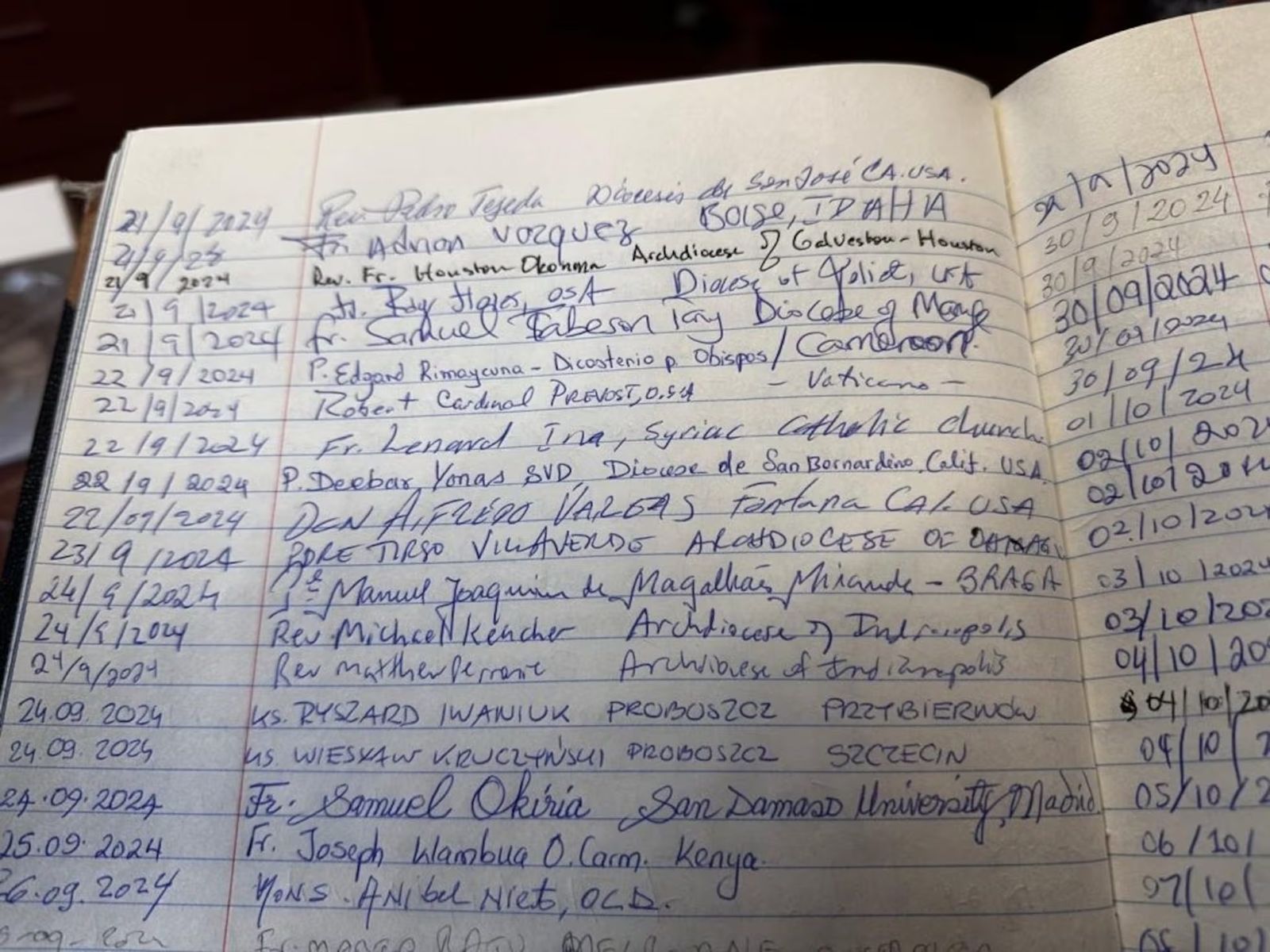 Libro de firmas de la Basílica de La Santa, en Ávila