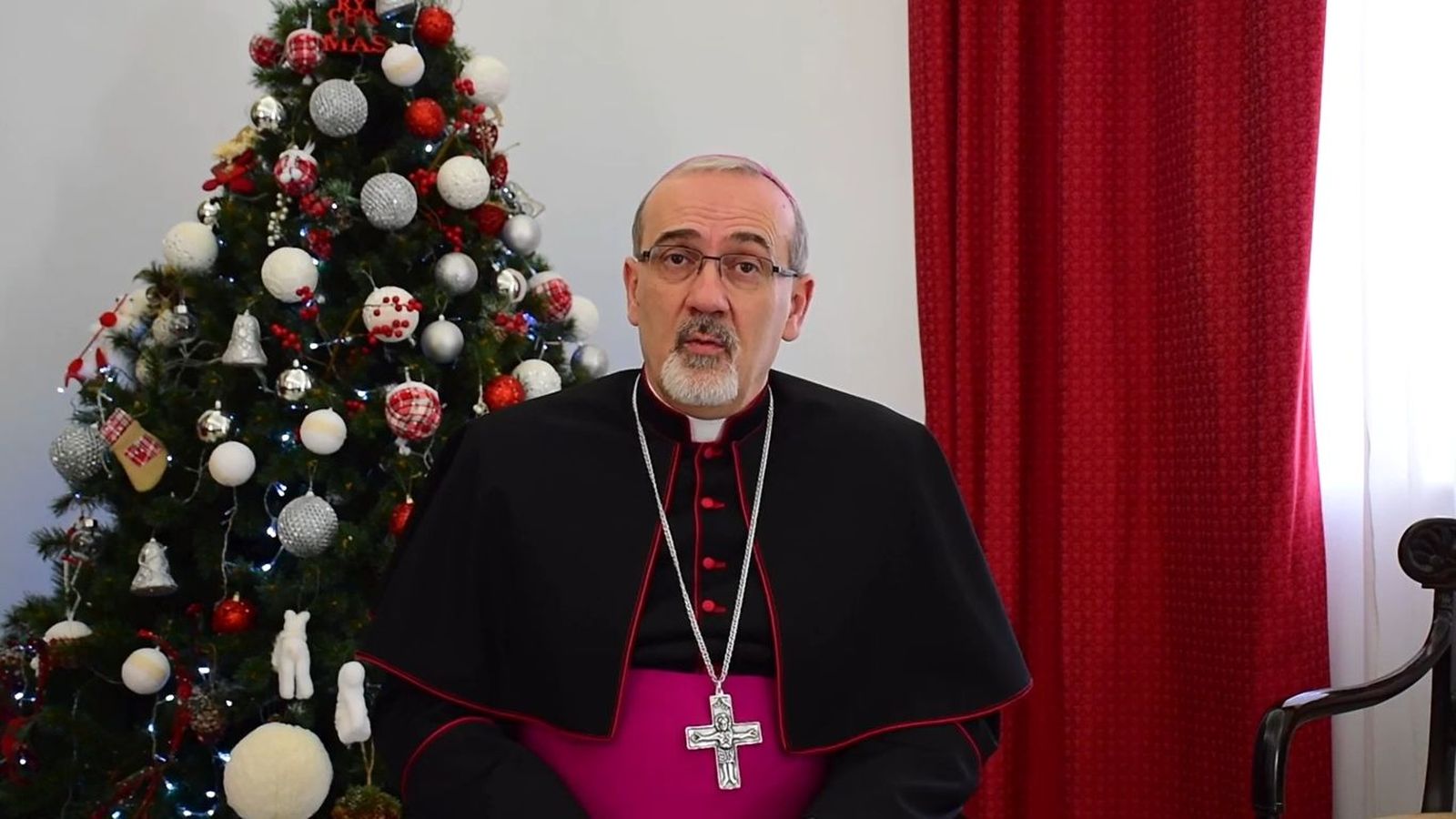 Pizzaballa, durante su mensaje navideño.