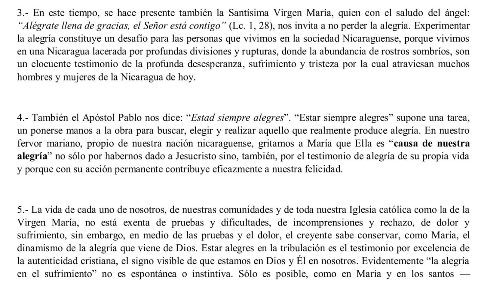 Comunicado de los obispos centroamericanos