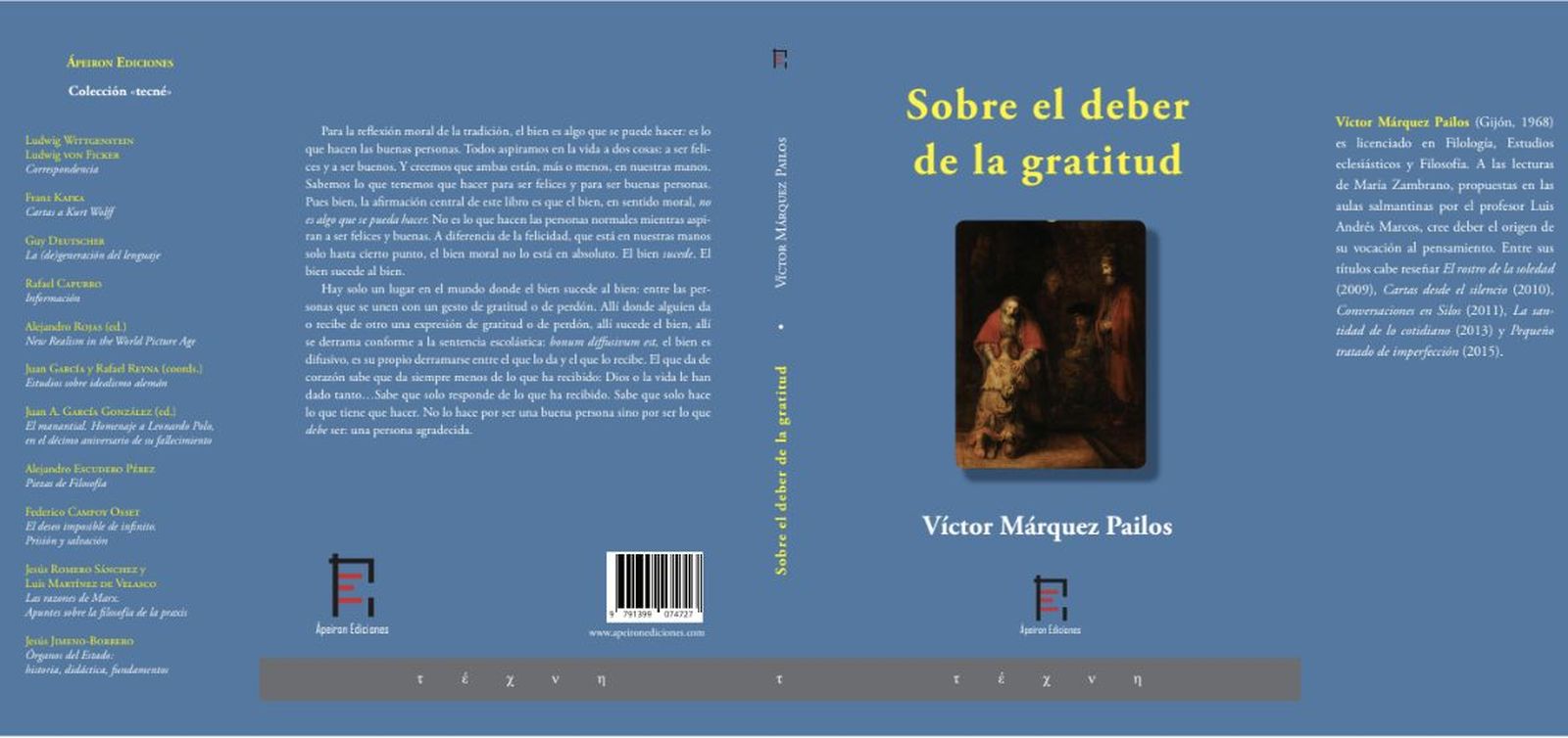 'Sobre el deber de la gratitud', nuevo libro de Víctor Márquez