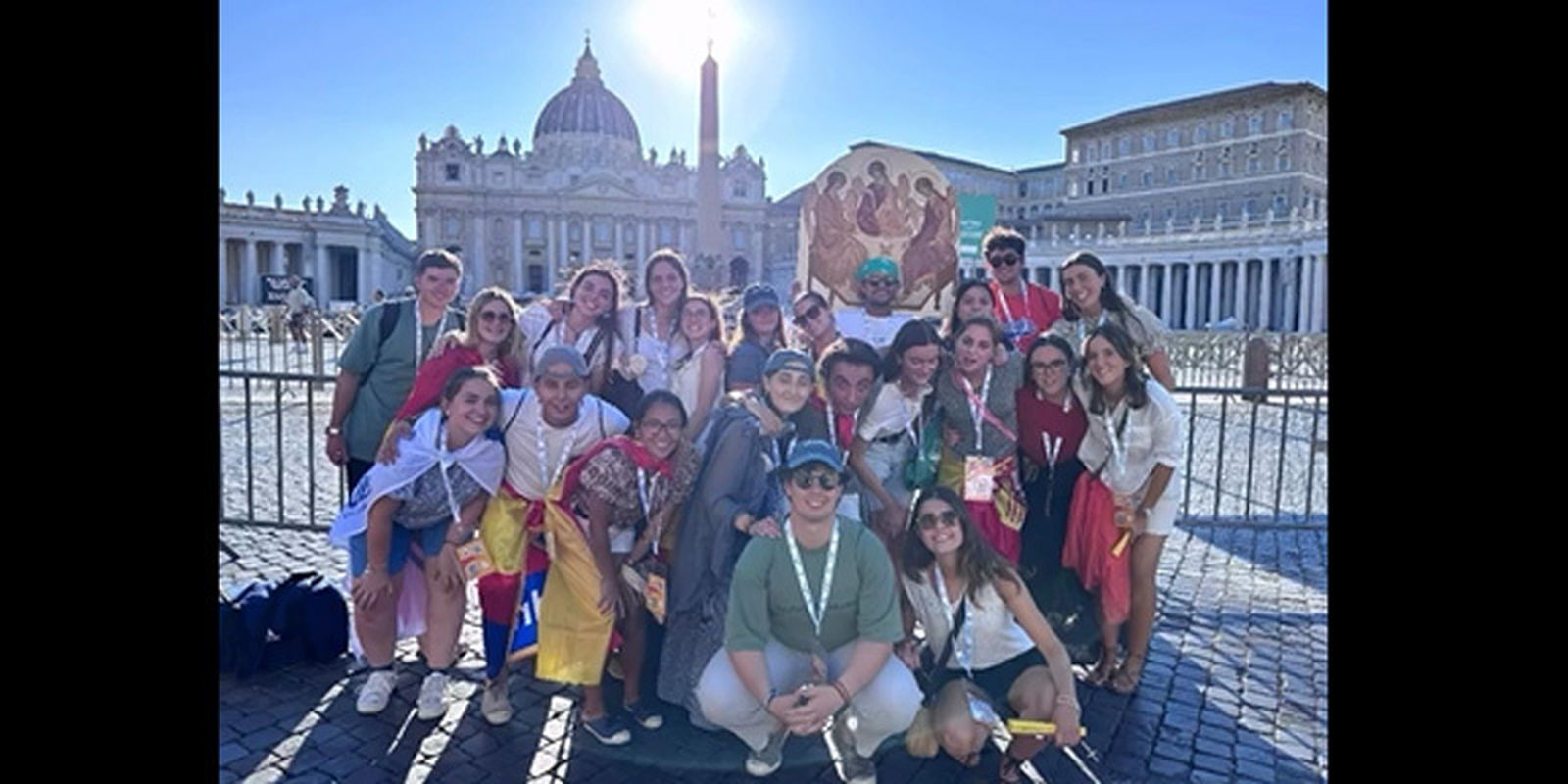 María Cobo, con otros jóvenes peregrinos