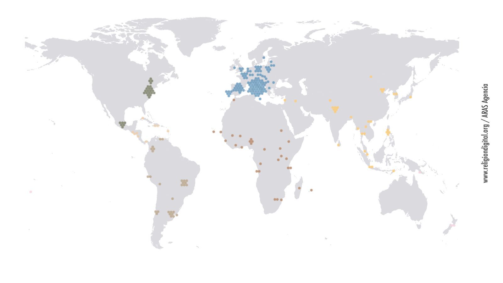 Distribución de los cardenales en el mundo (2024)