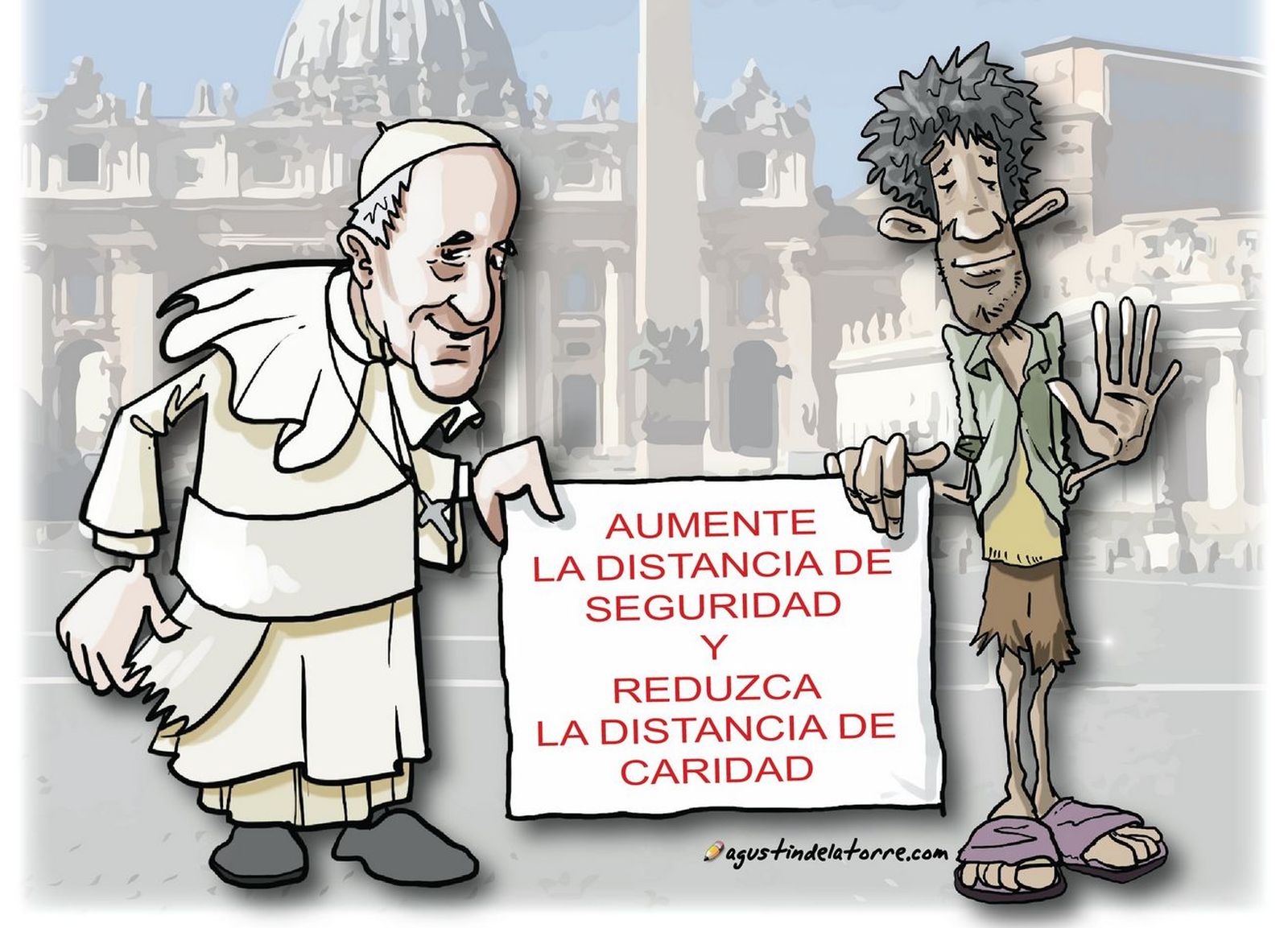 El Papa 'enjaulado' y con los pobres