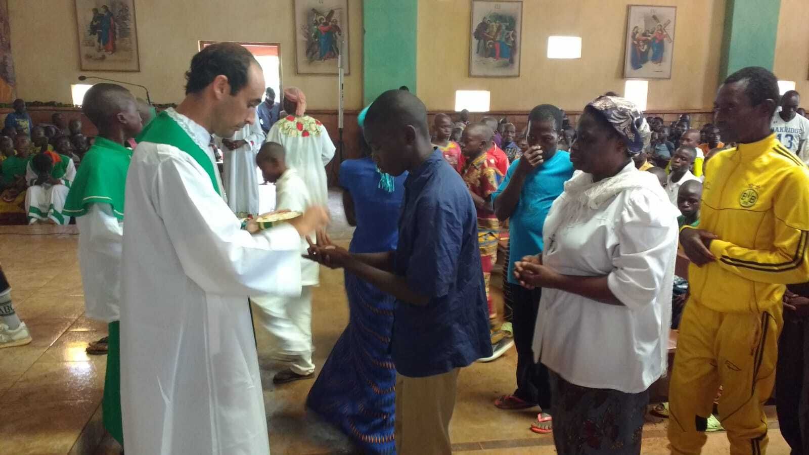 Durante una eucaristía en la República Centroafricana.