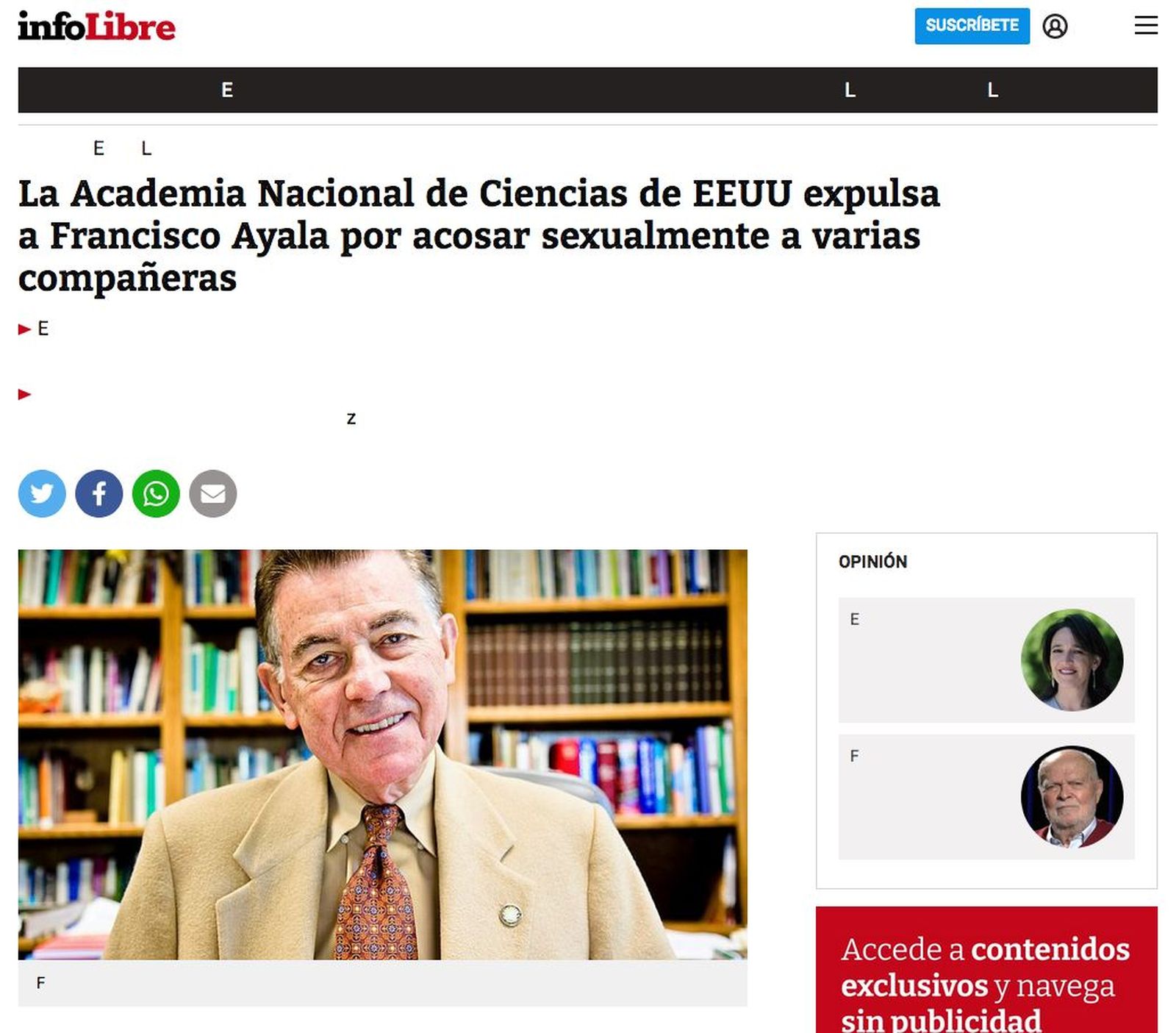 Ayala, expulsado de la Academia Nacional de Ciencias