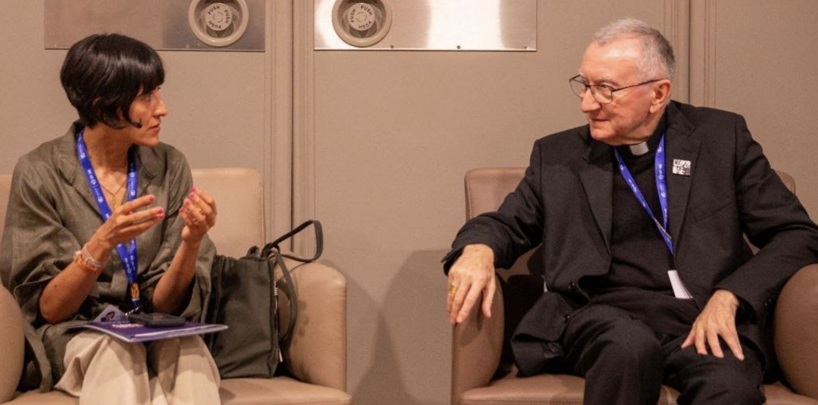 El cardenal Parolin y la ministra colombiana Susana Muhamad