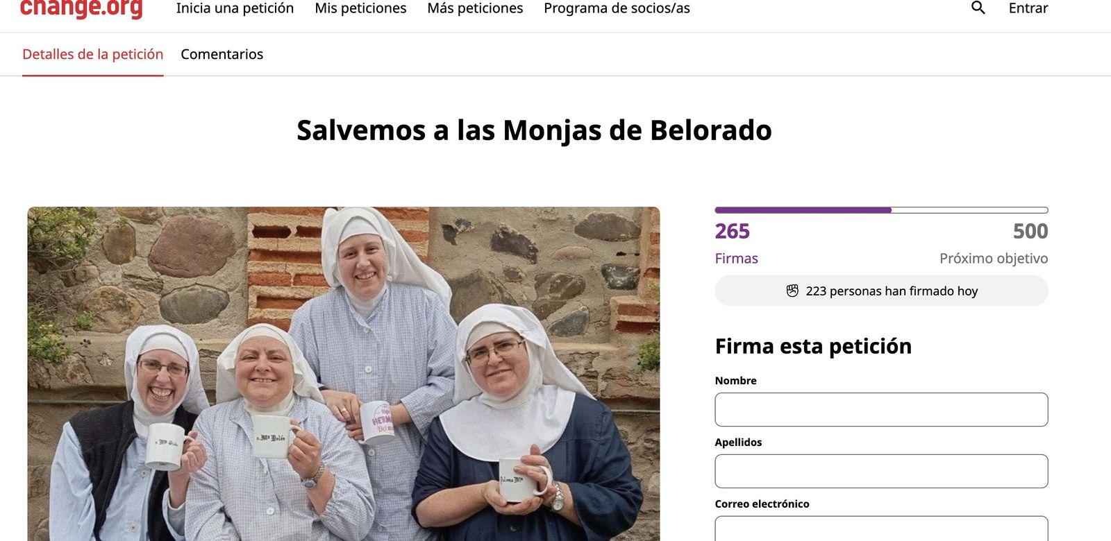 Recogida de firmas en Change.org