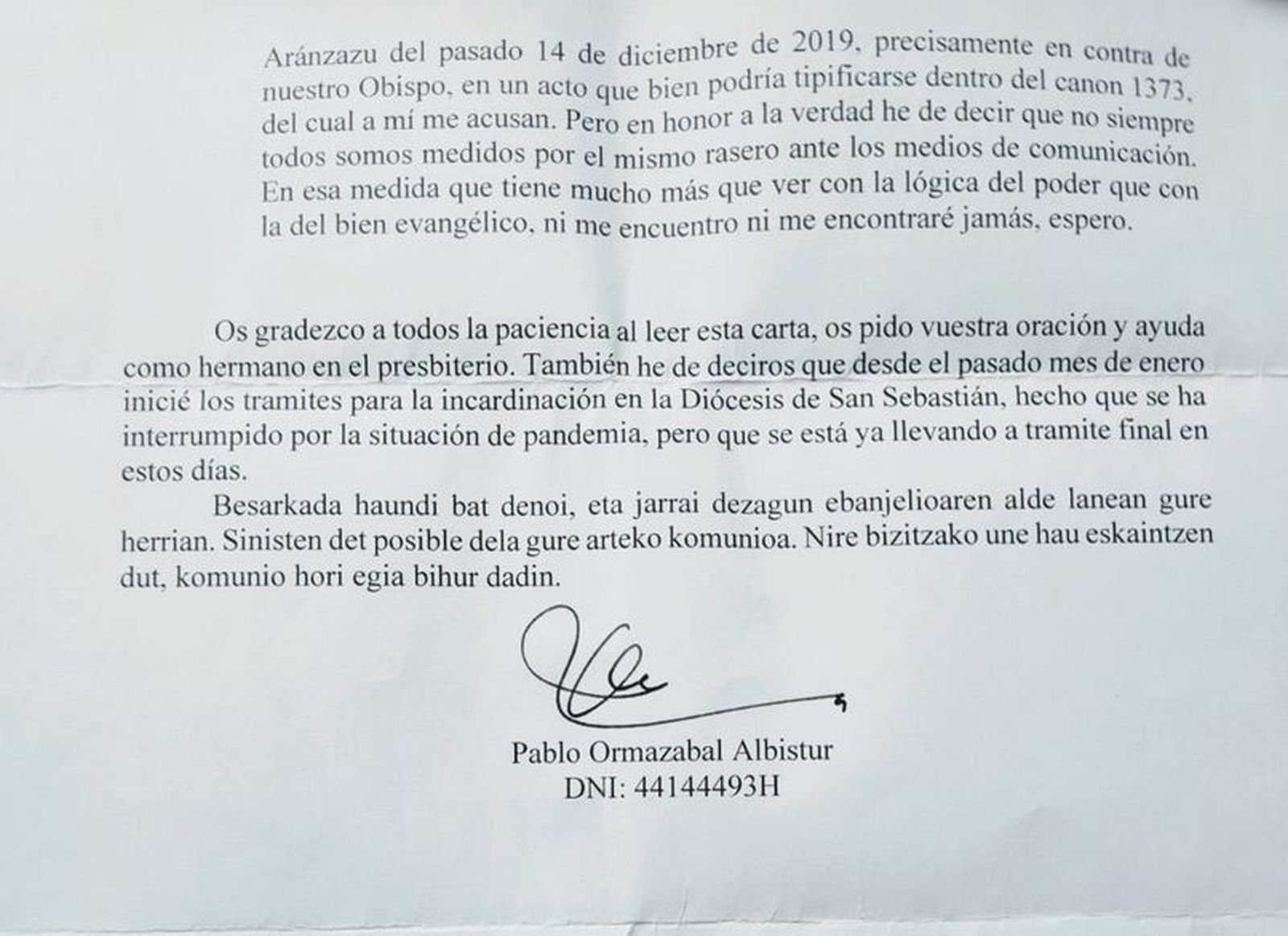 Carta de Ormazabal
