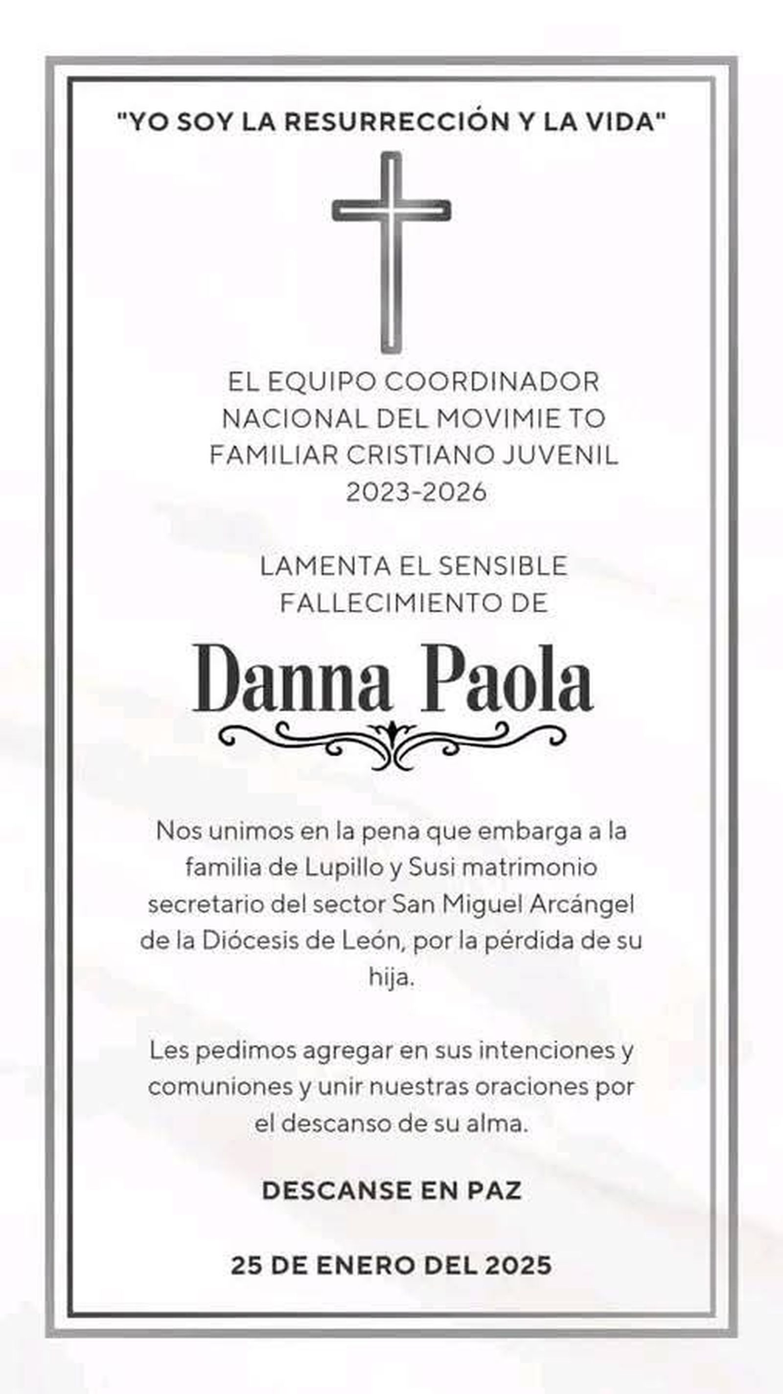 Esquela muerte Cubilete