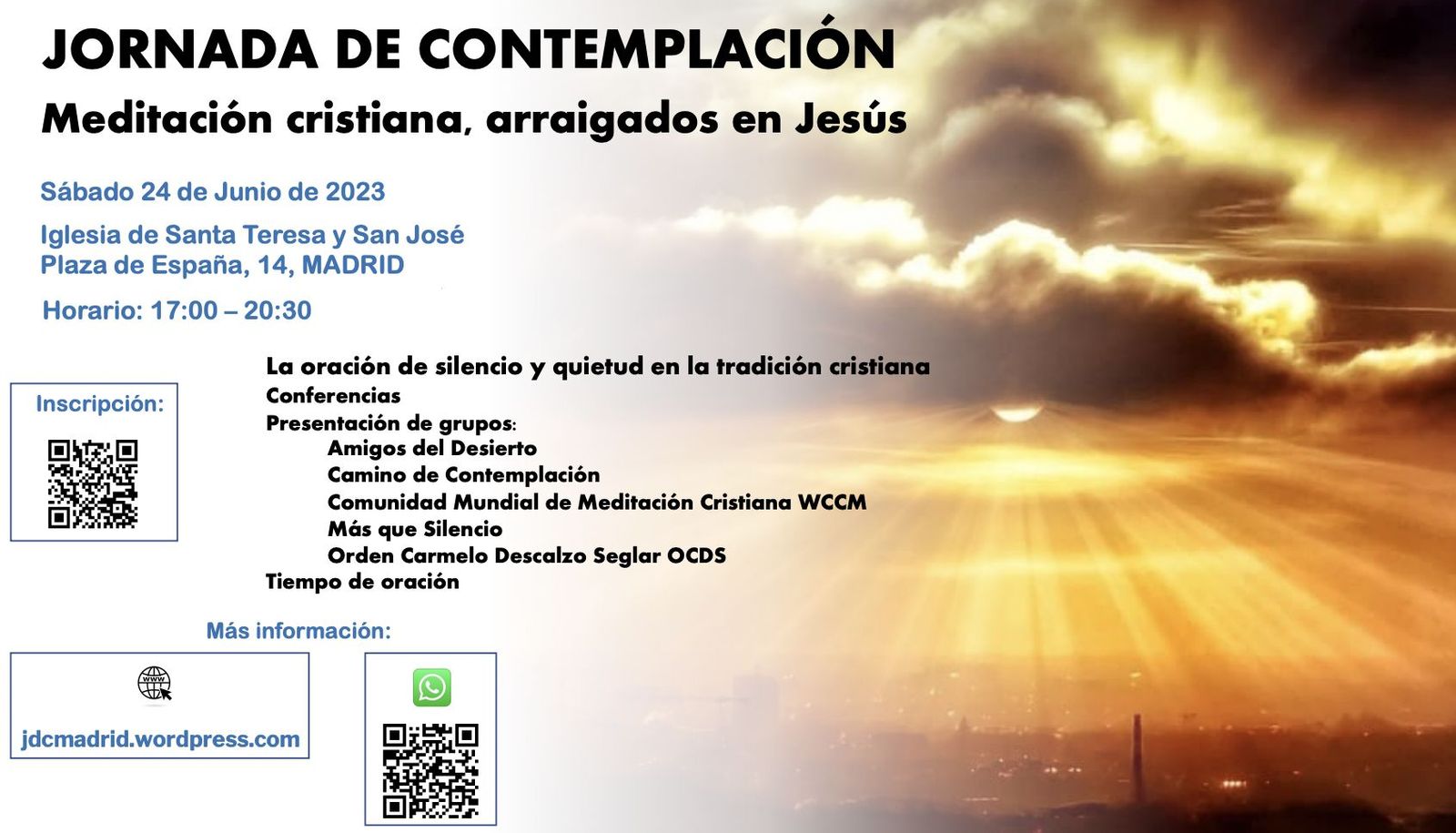 Jornada de Contemplación Meditación Cristiana. Arraigados en Jesús