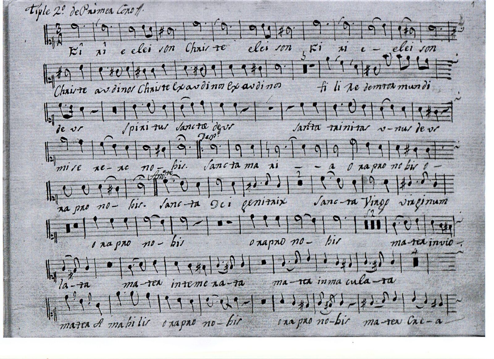 Partitura del joven fraile.