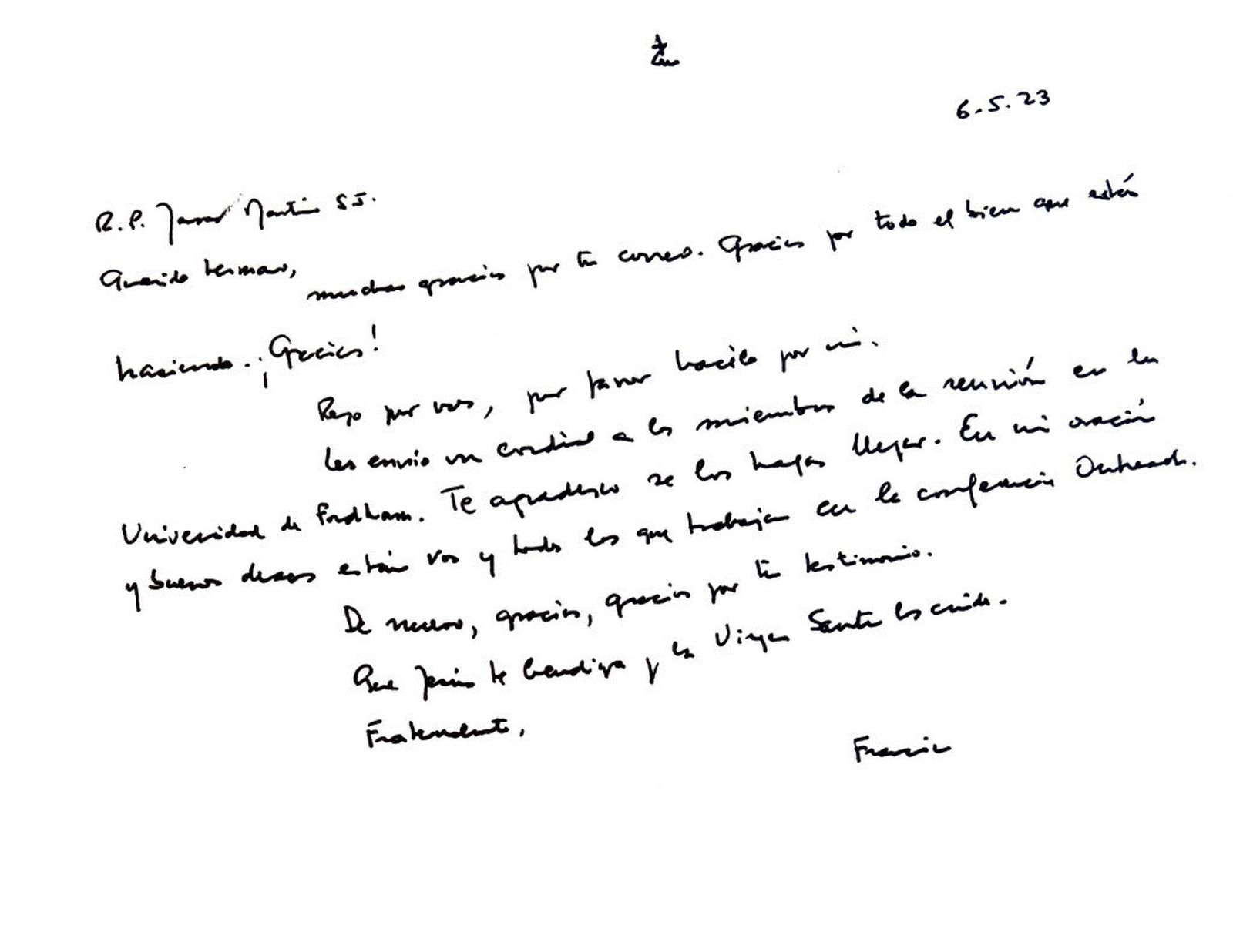 La carta de Francisco a James Martin